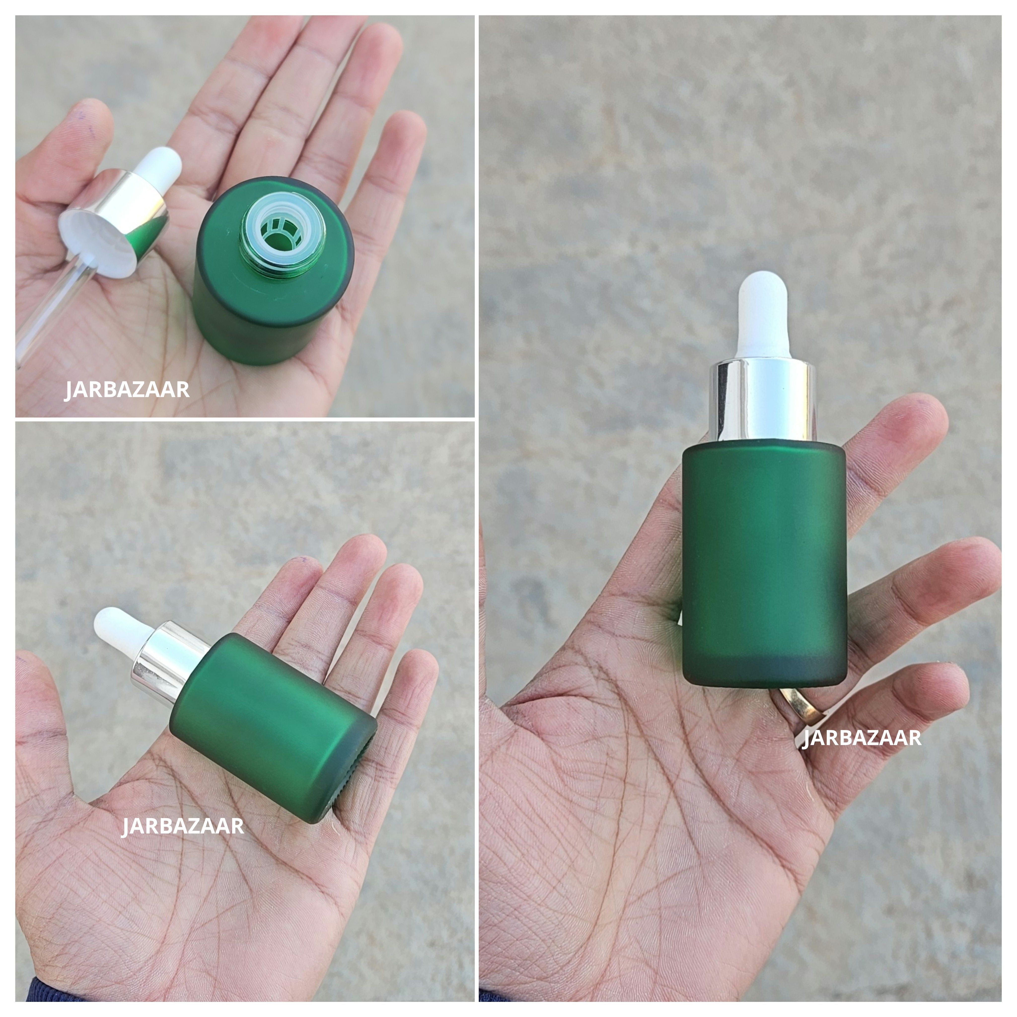 30 ML Green Frosted - Flat Shoulder Dropper Bottle