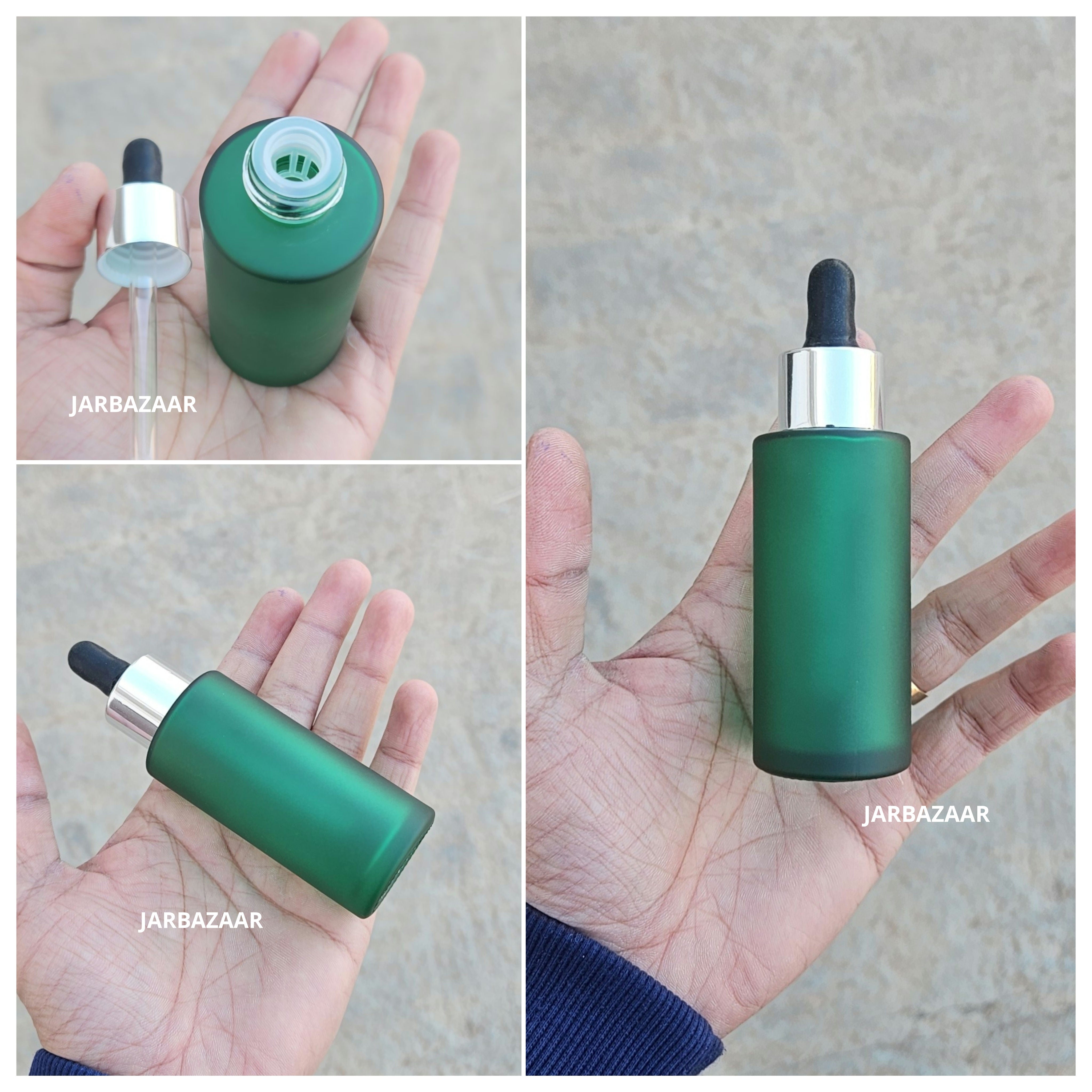 50 ML Green Frosted - Flat Shoulder Dropper Bottle