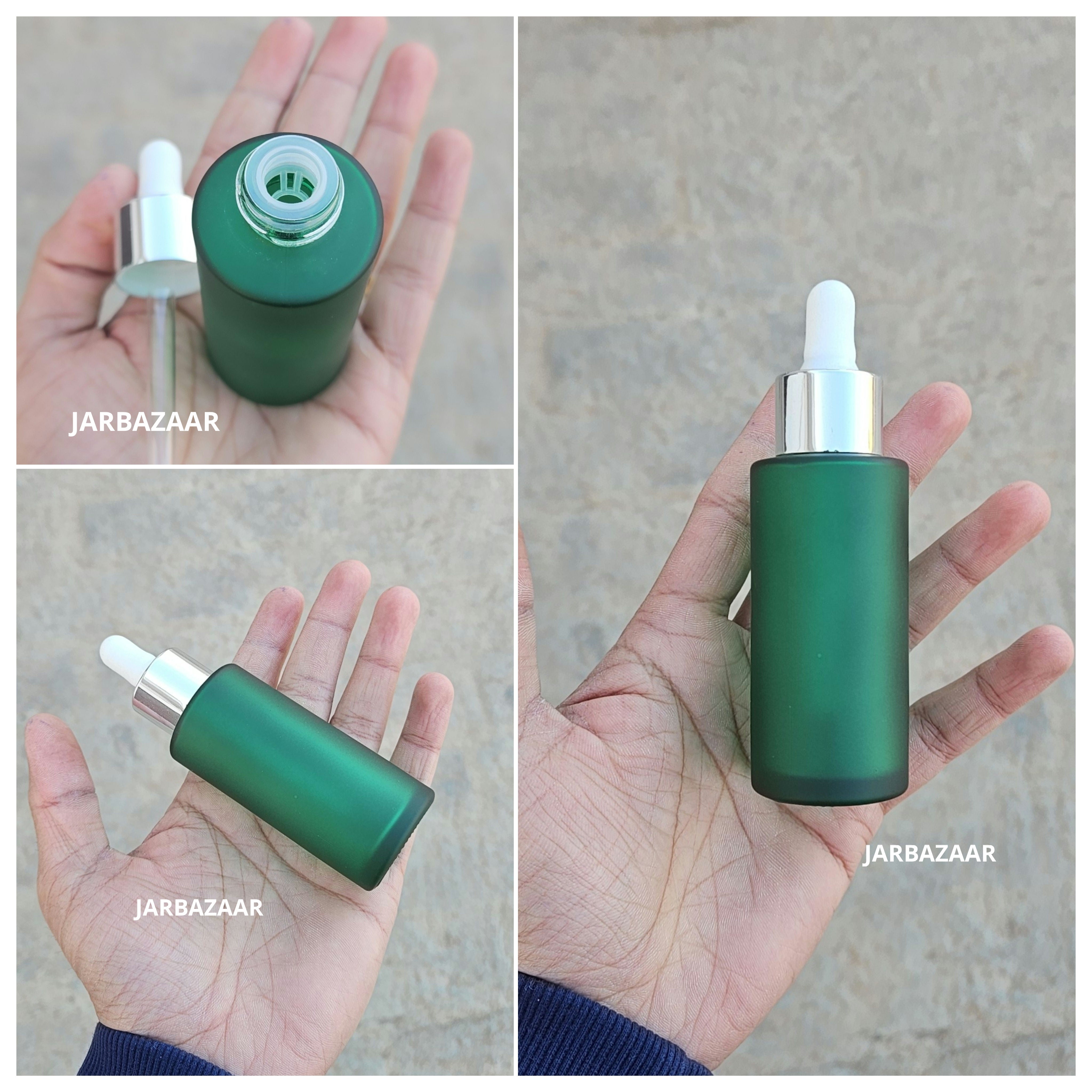 50 ML Green Frosted - Flat Shoulder Dropper Bottle