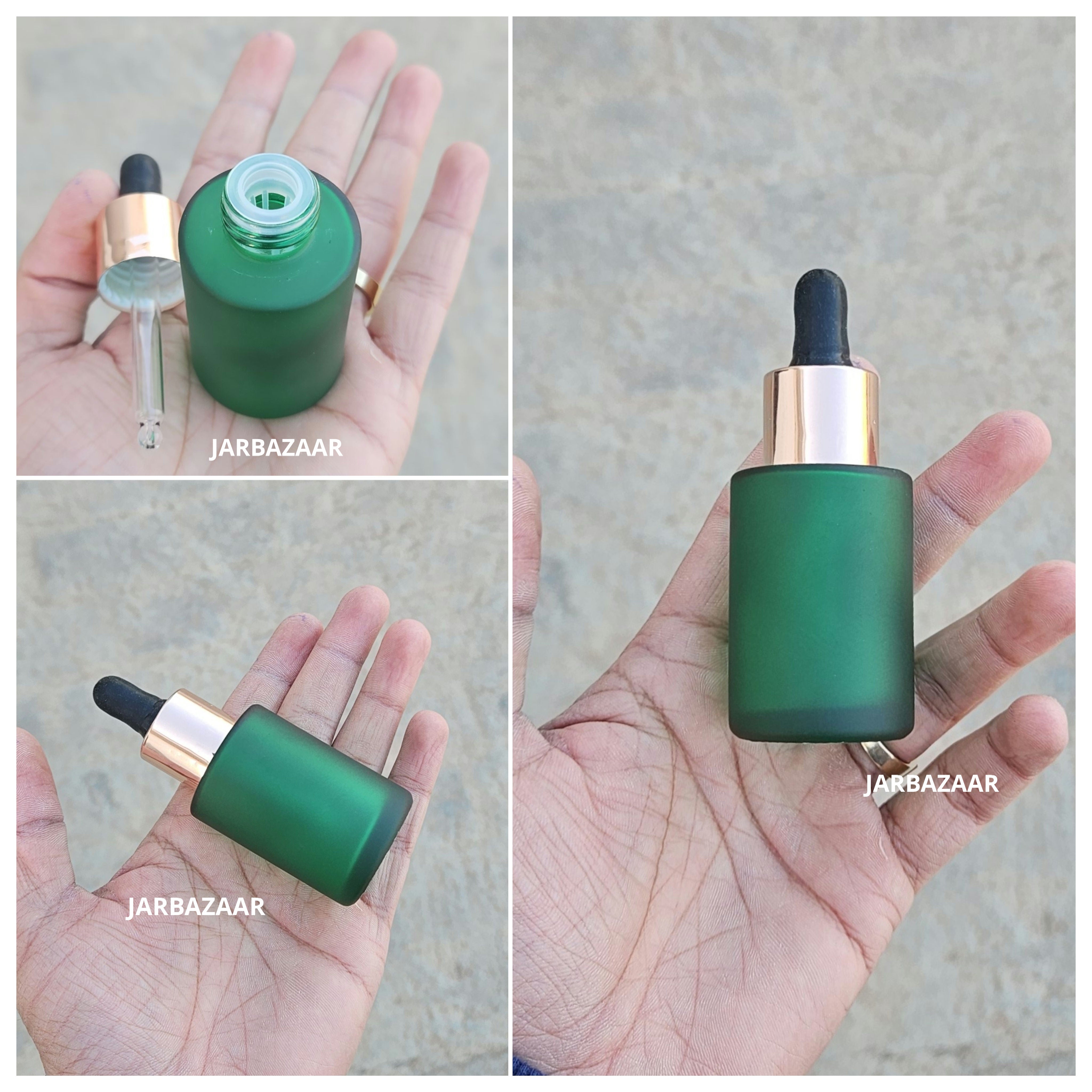 30 ML Green Frosted - Flat Shoulder Dropper Bottle