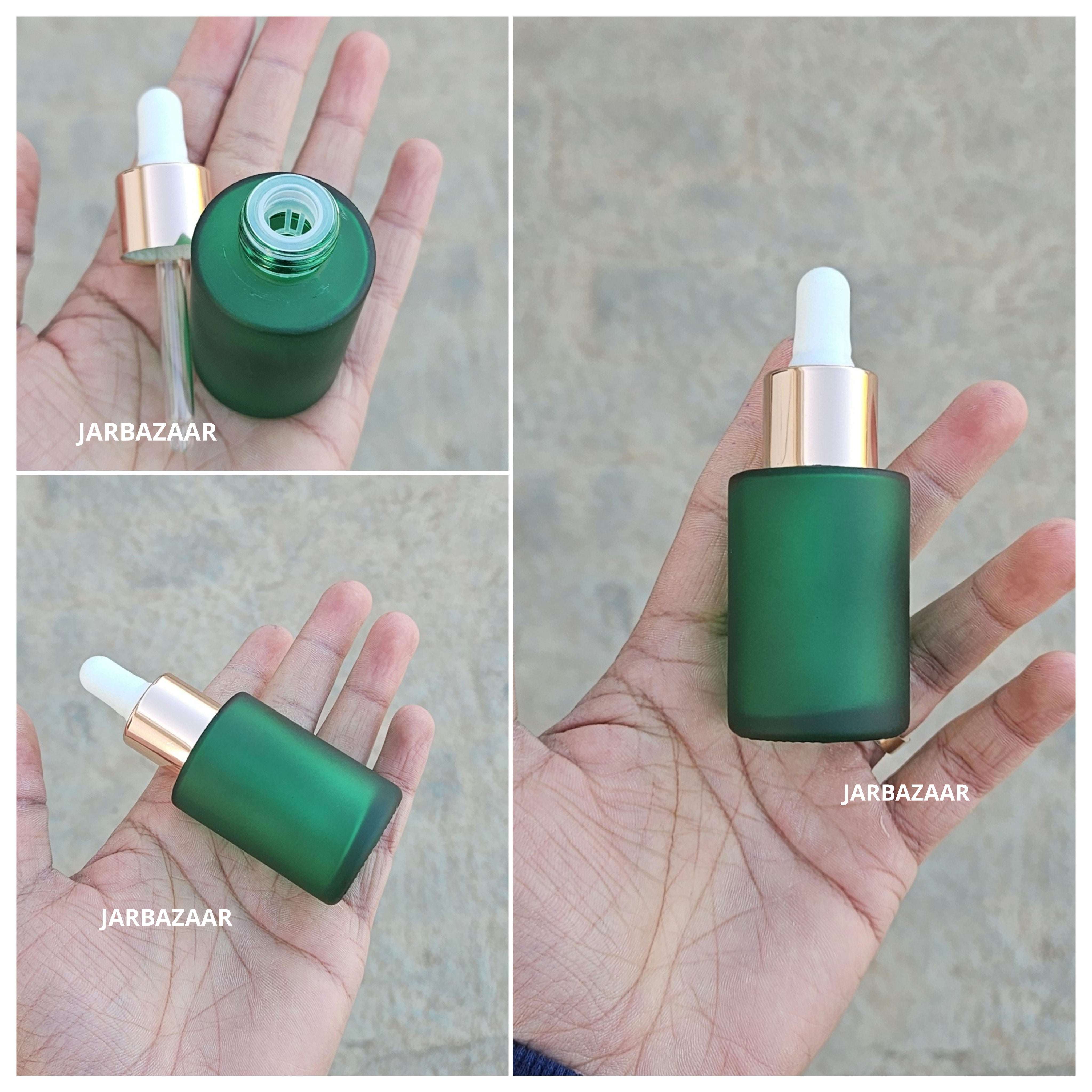 30 ML Green Frosted - Flat Shoulder Dropper Bottle