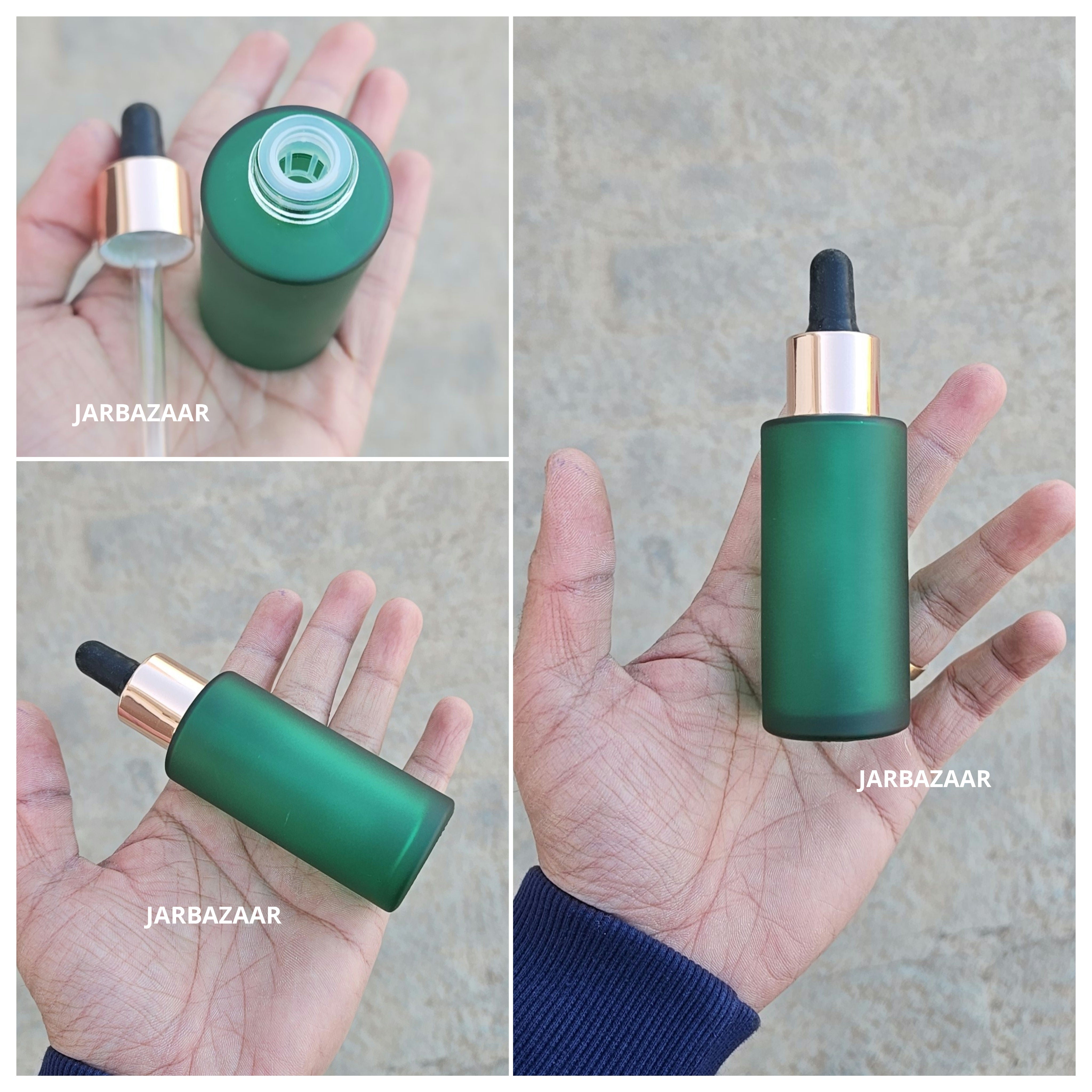 50 ML Green Frosted - Flat Shoulder Dropper Bottle