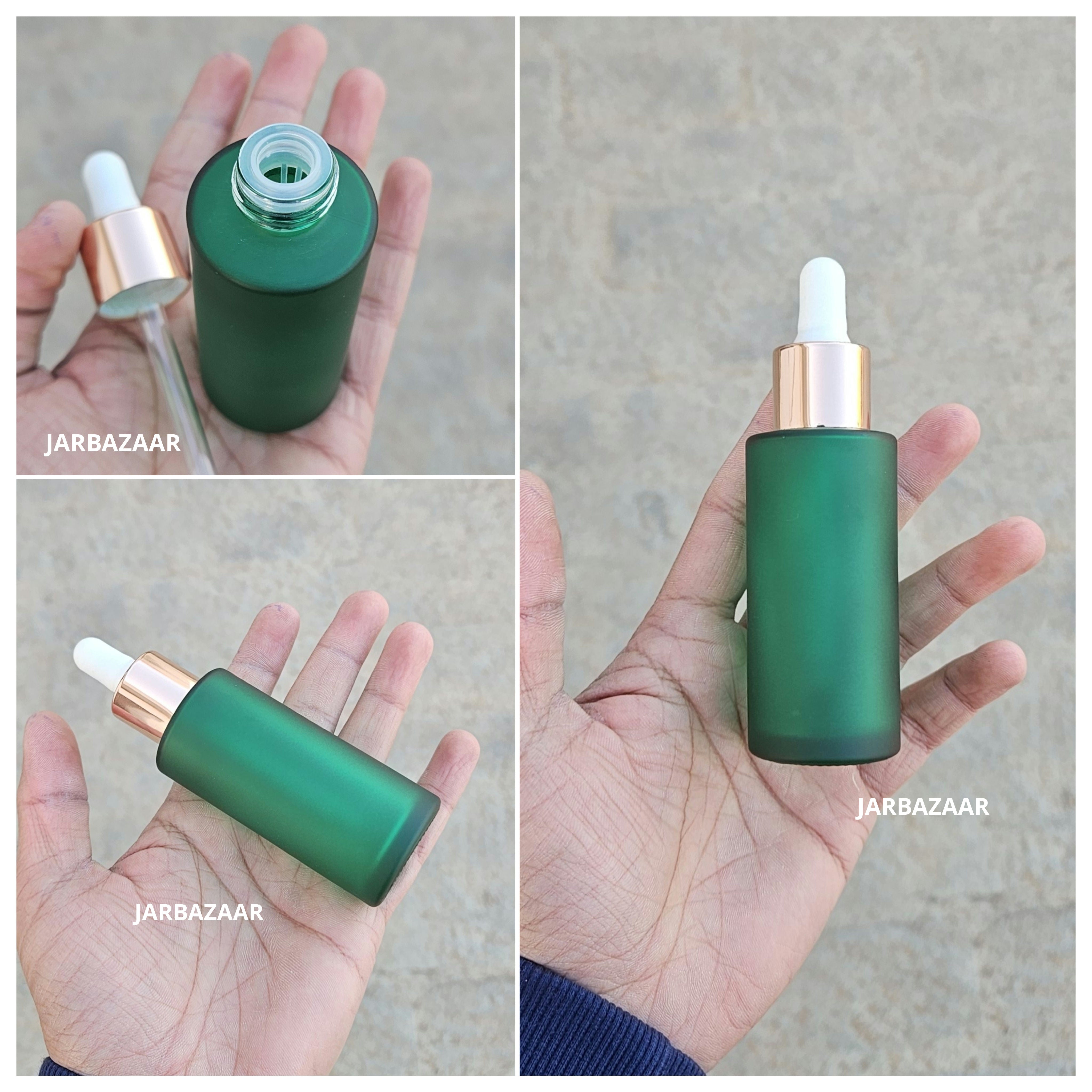 50 ML Green Frosted - Flat Shoulder Dropper Bottle