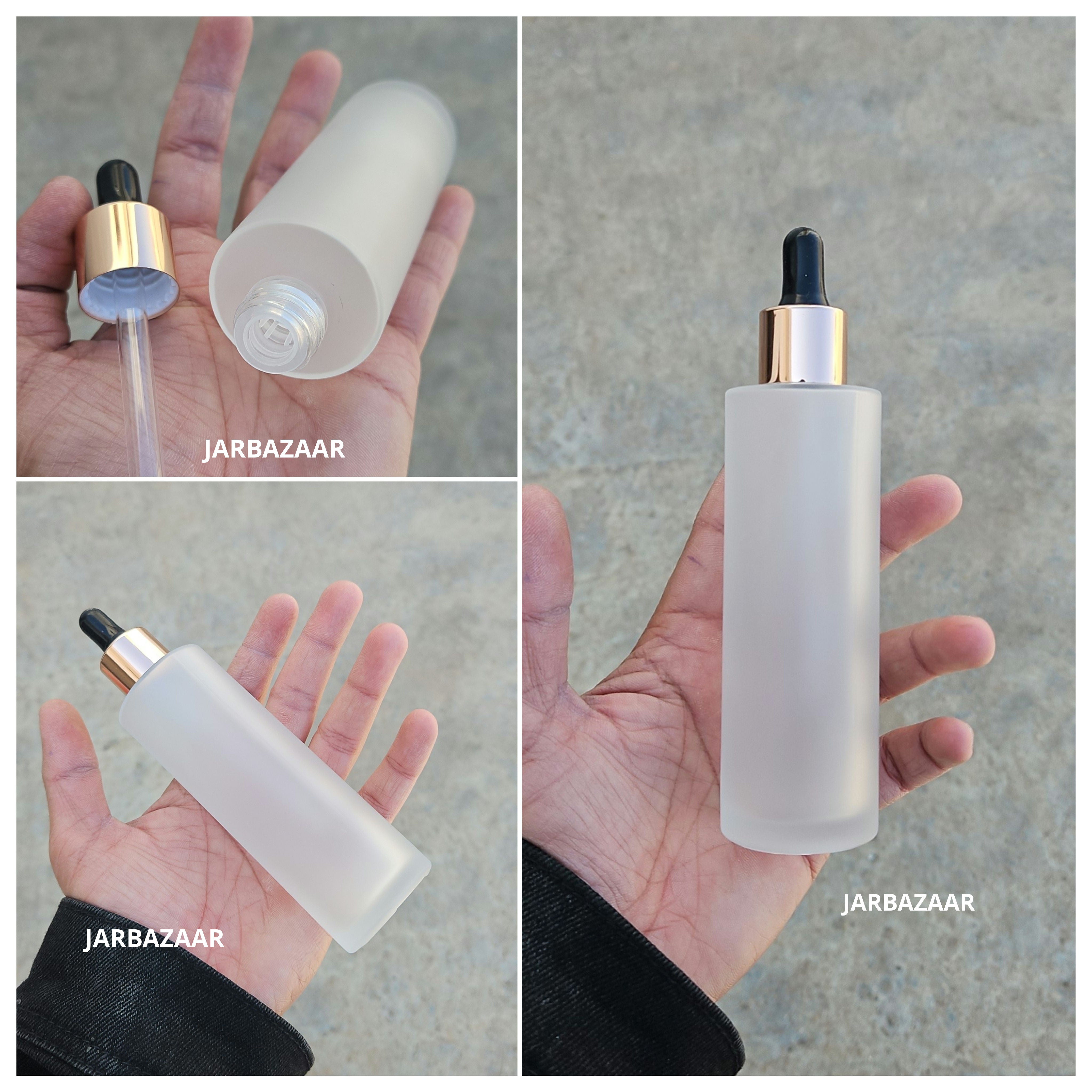 100 ML Clear Frosted - Flat Shoulder Dropper Bottle