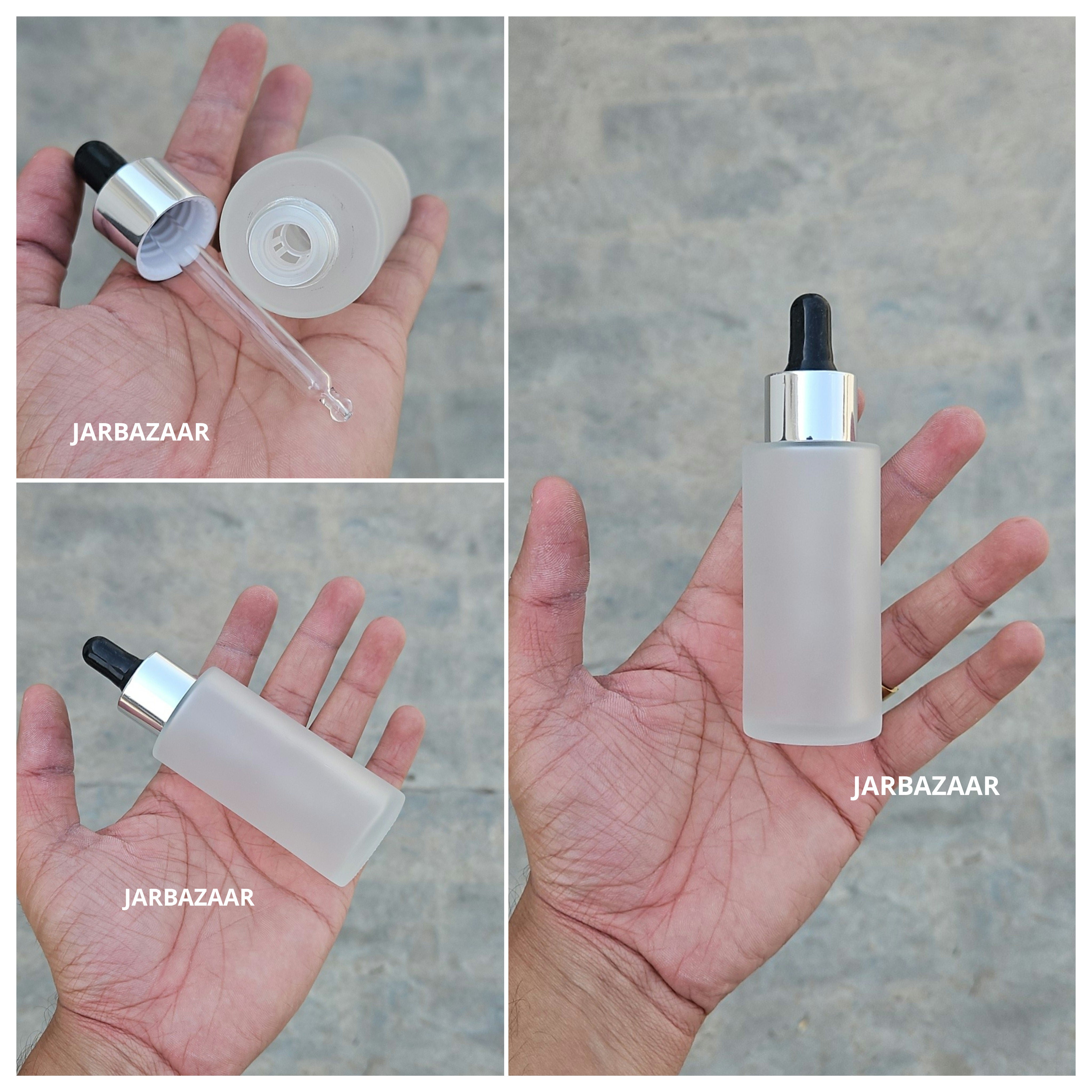 50 ML Clear Frosted - Flat Shoulder Dropper Bottle
