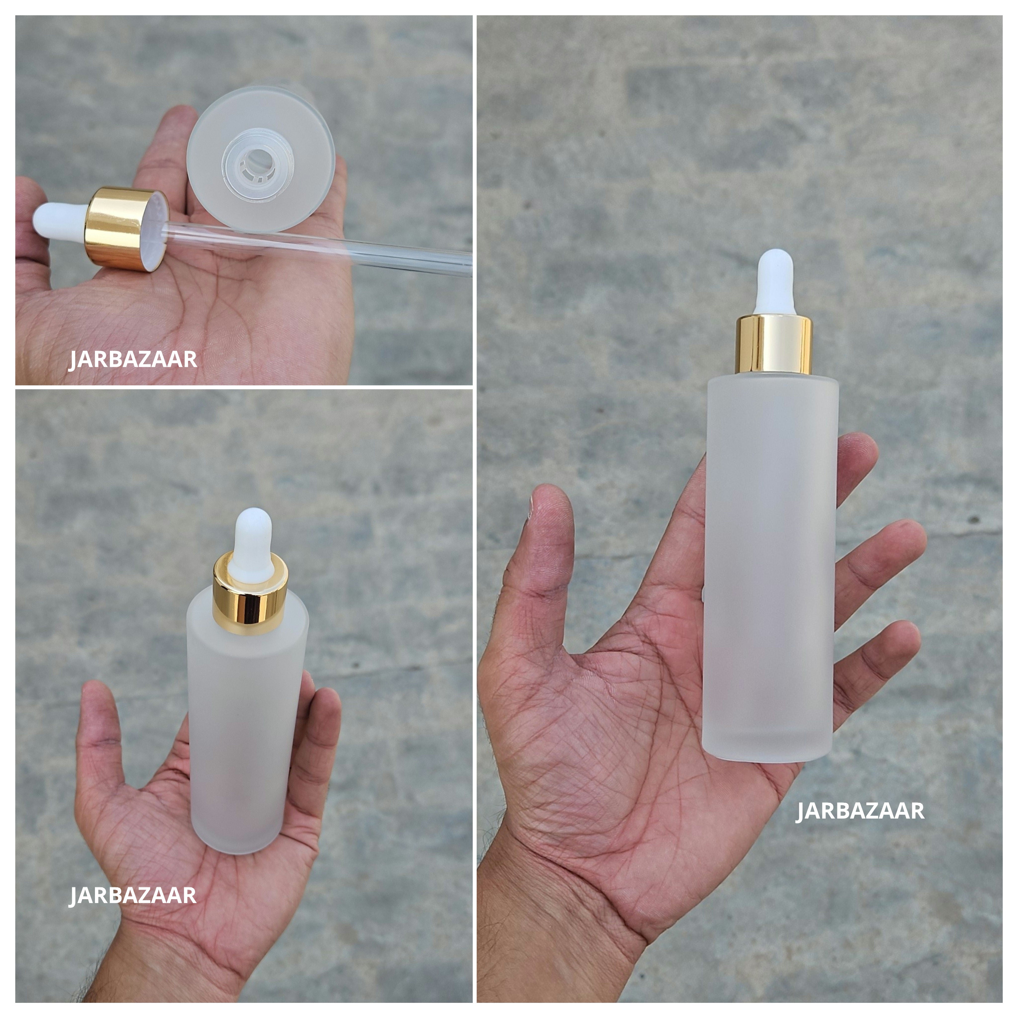 100 ML Clear Frosted - Flat Shoulder Dropper Bottle