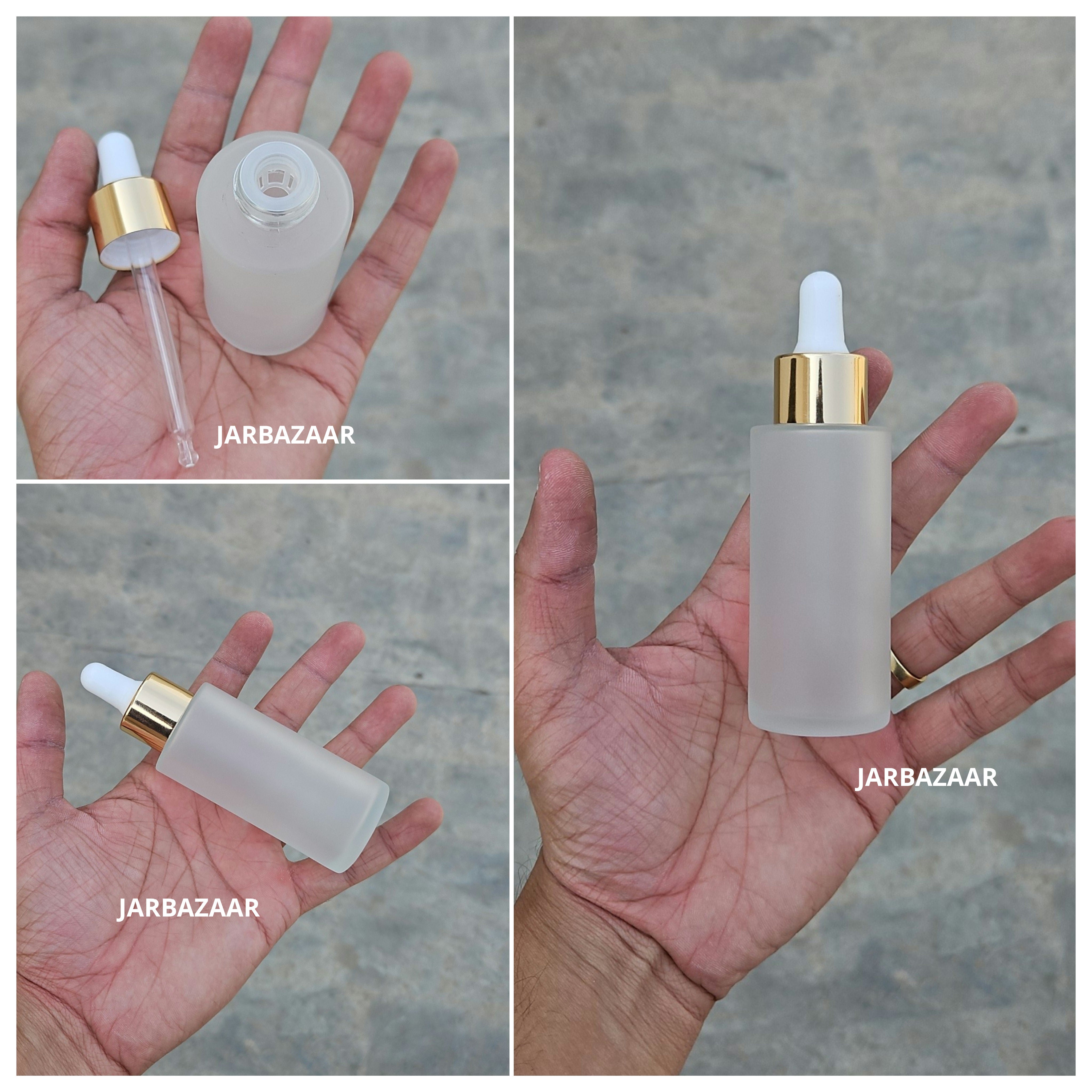 50 ML Clear Frosted - Flat Shoulder Dropper Bottle