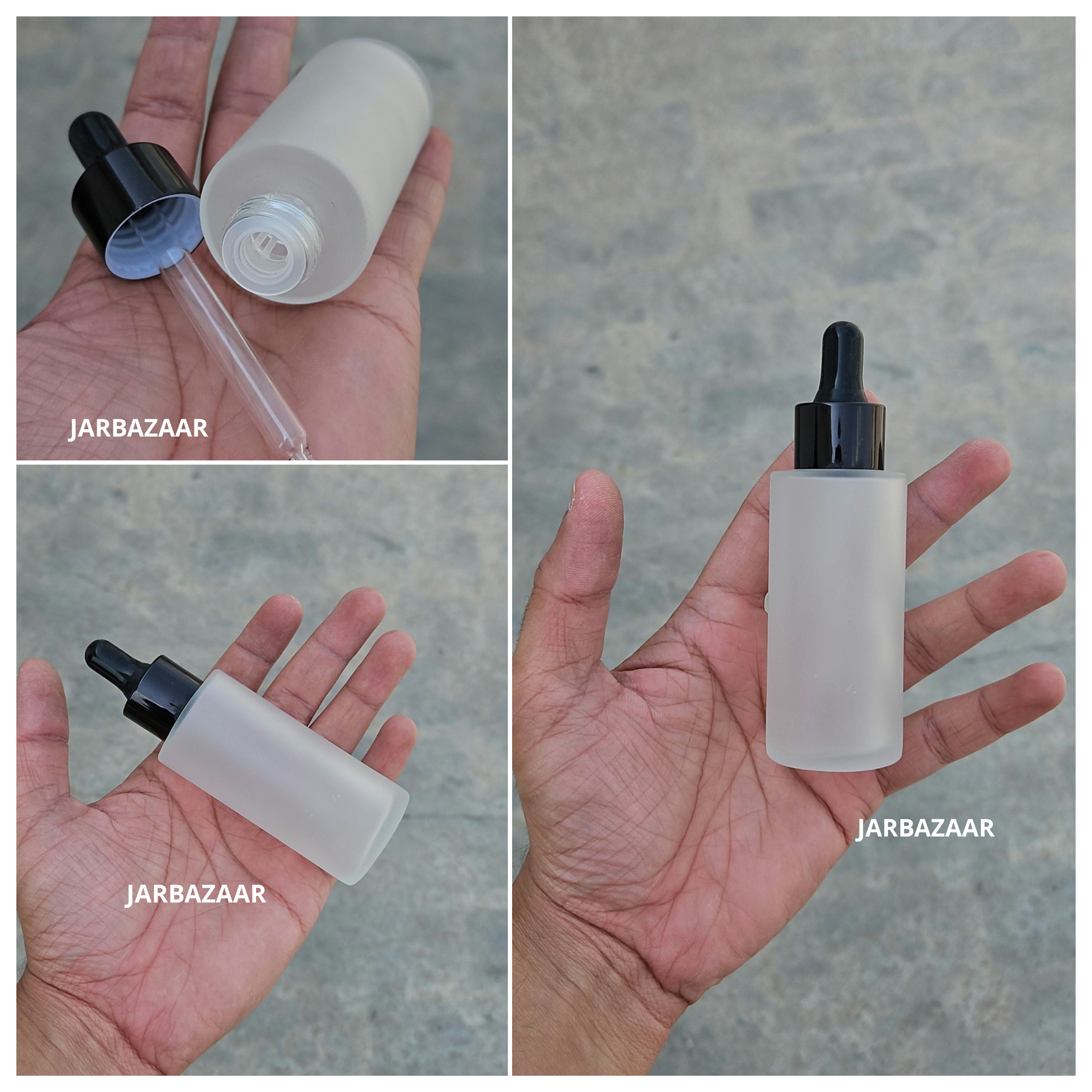 50 ML Clear Frosted - Flat Shoulder Dropper Bottle