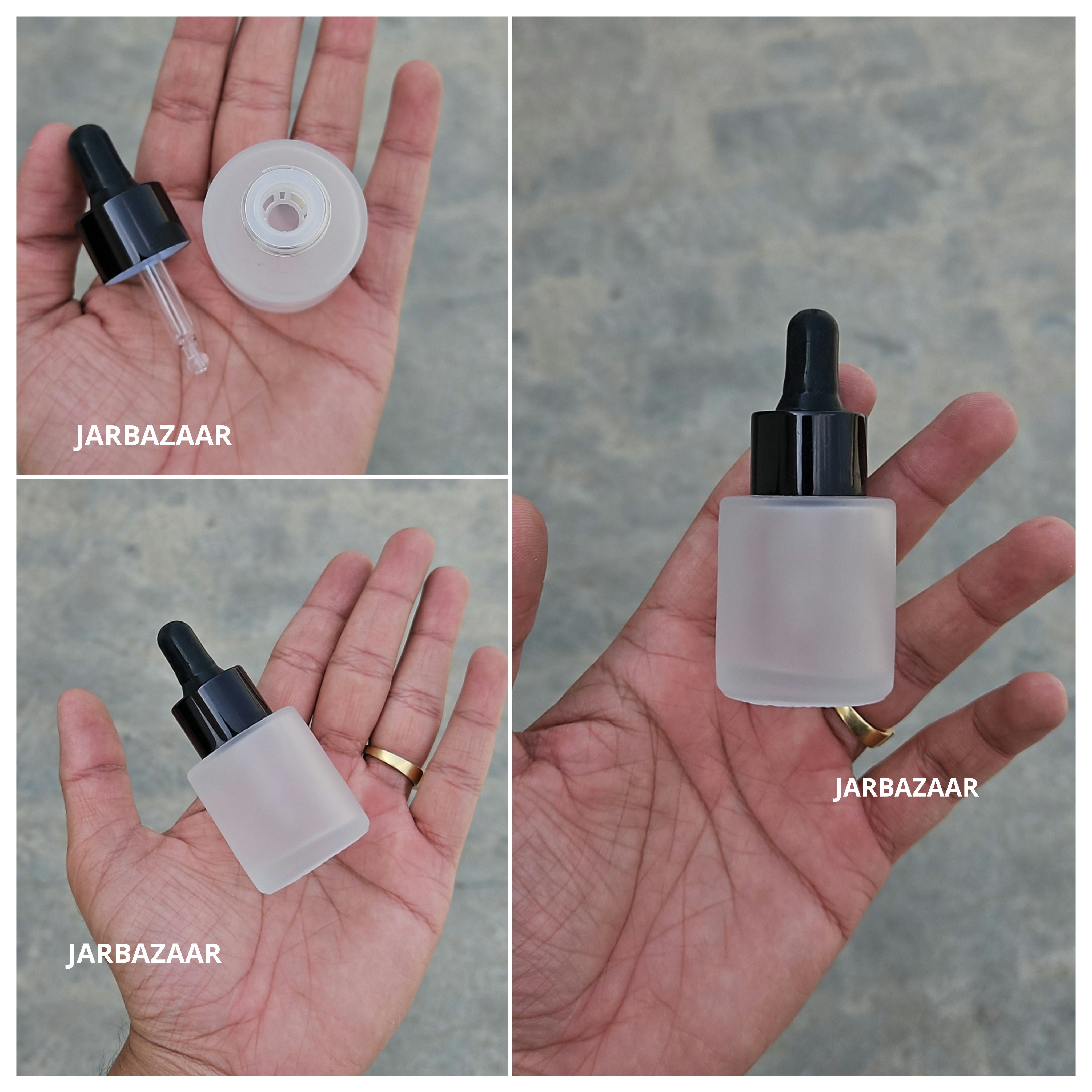 20 ML Clear Frosted - Flat Shoulder Dropper Bottle