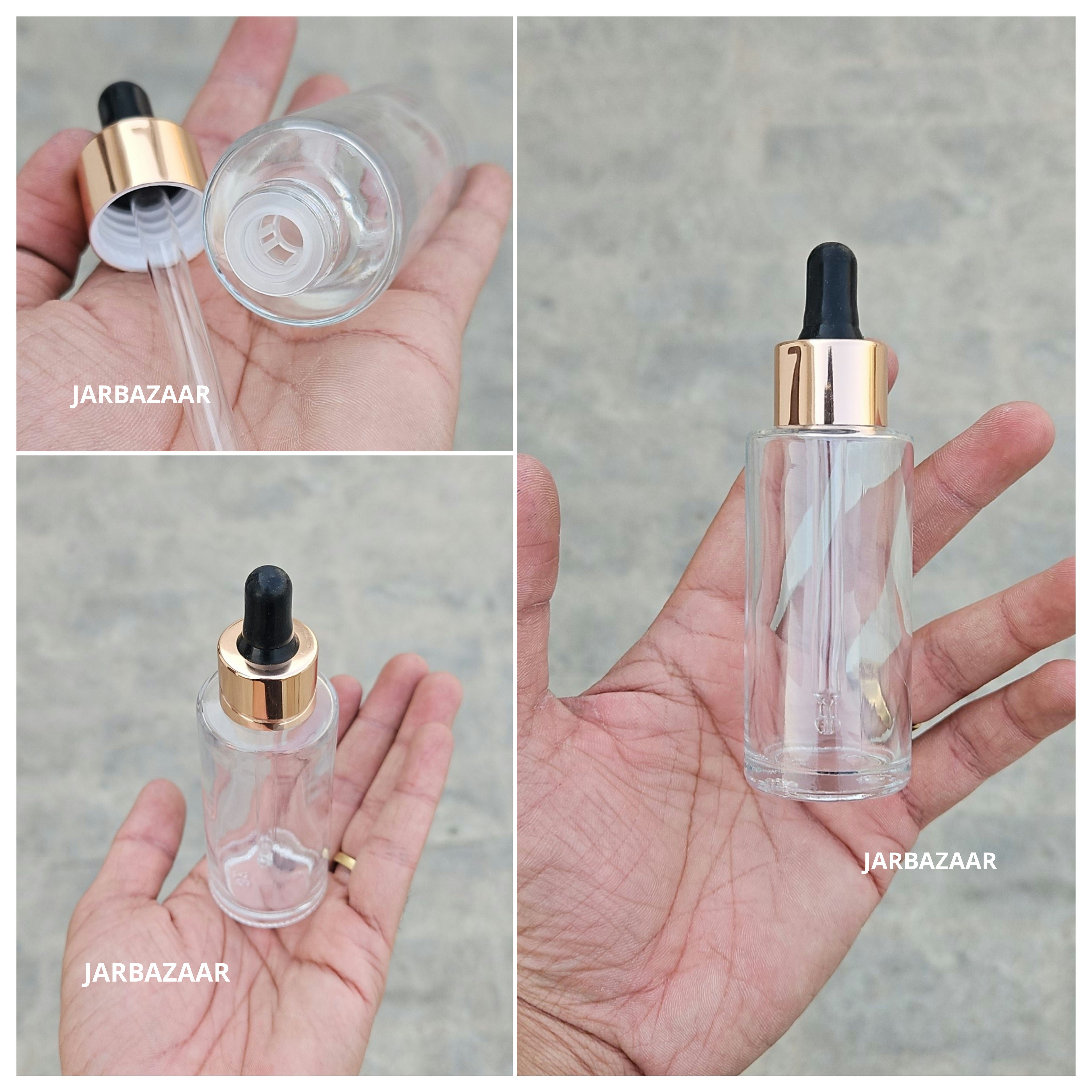 50 ML Transparent - Flat Shoulder Dropper Bottle