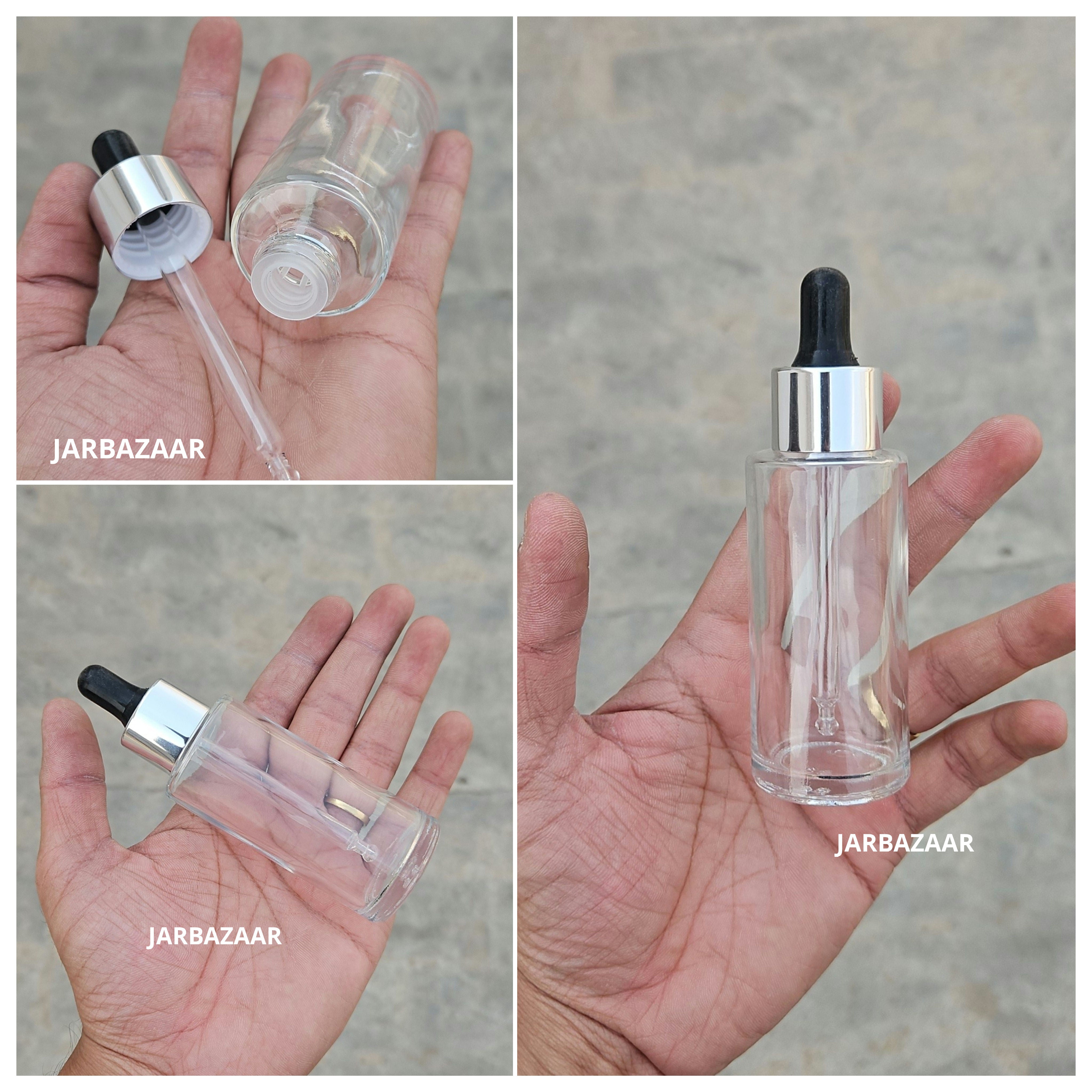 50 ML Transparent - Flat Shoulder Dropper Bottle