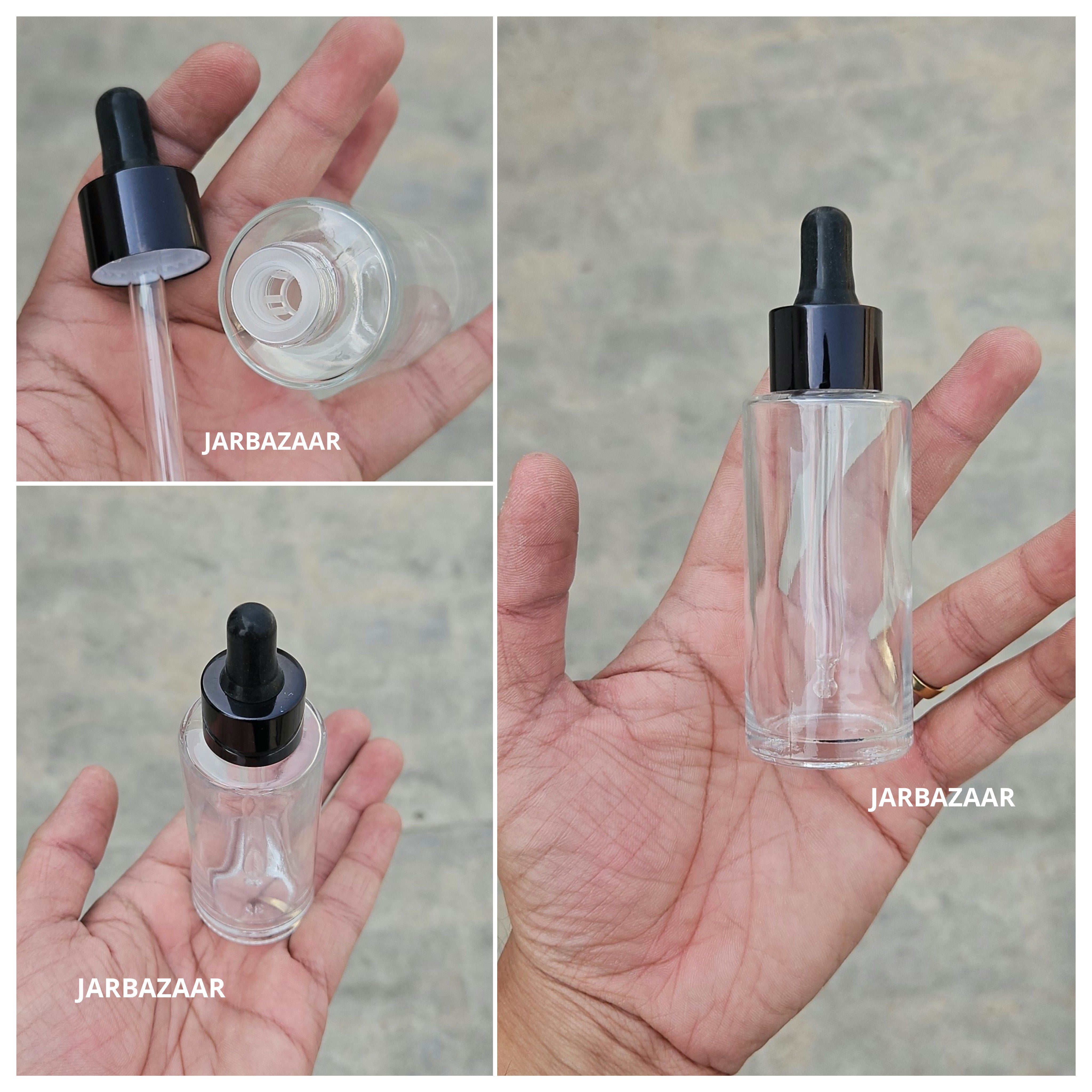 50 ML Transparent - Flat Shoulder Dropper Bottle