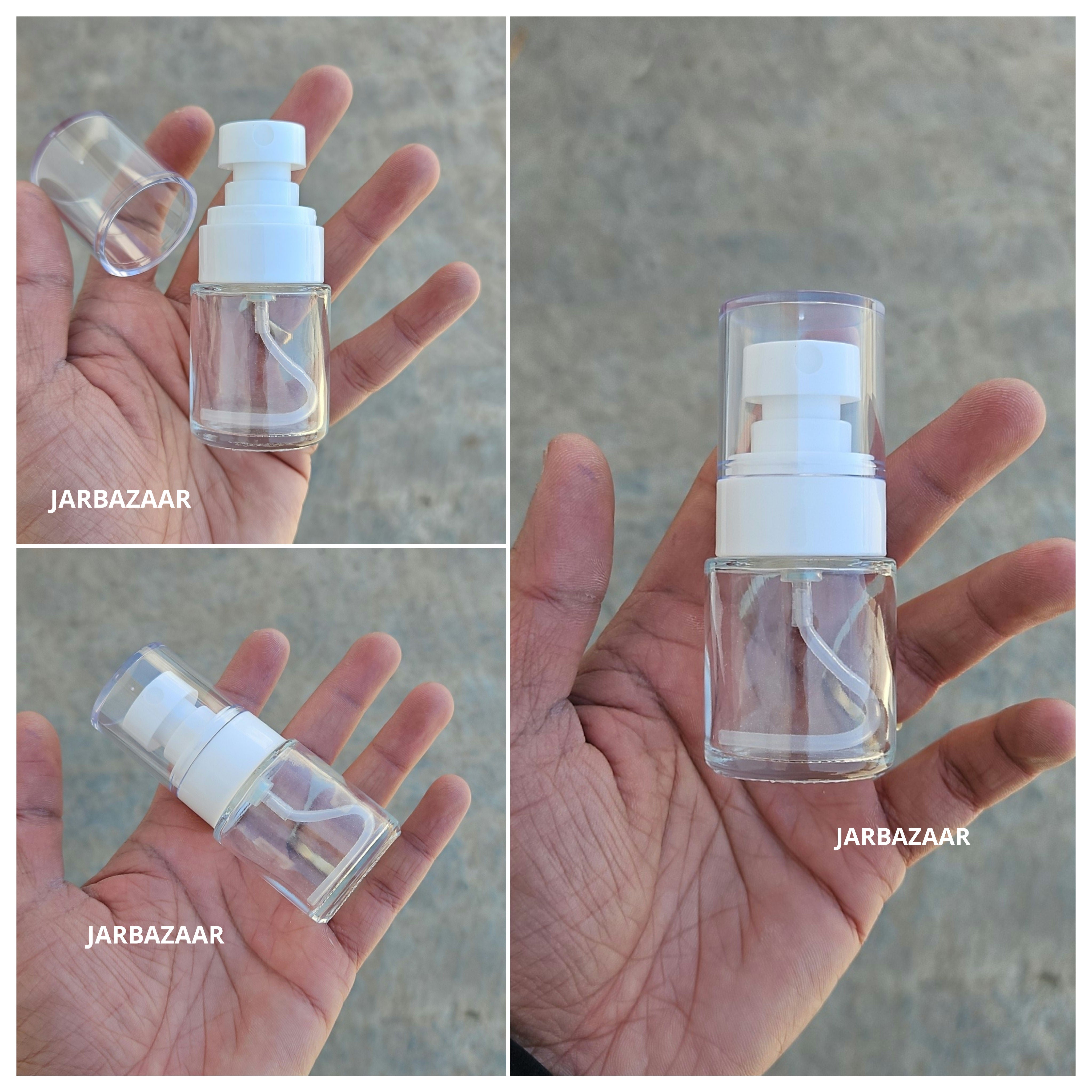20 ML Transparent Flat Shoulder Glass Bottle (NHR SPRAY PUMP)
