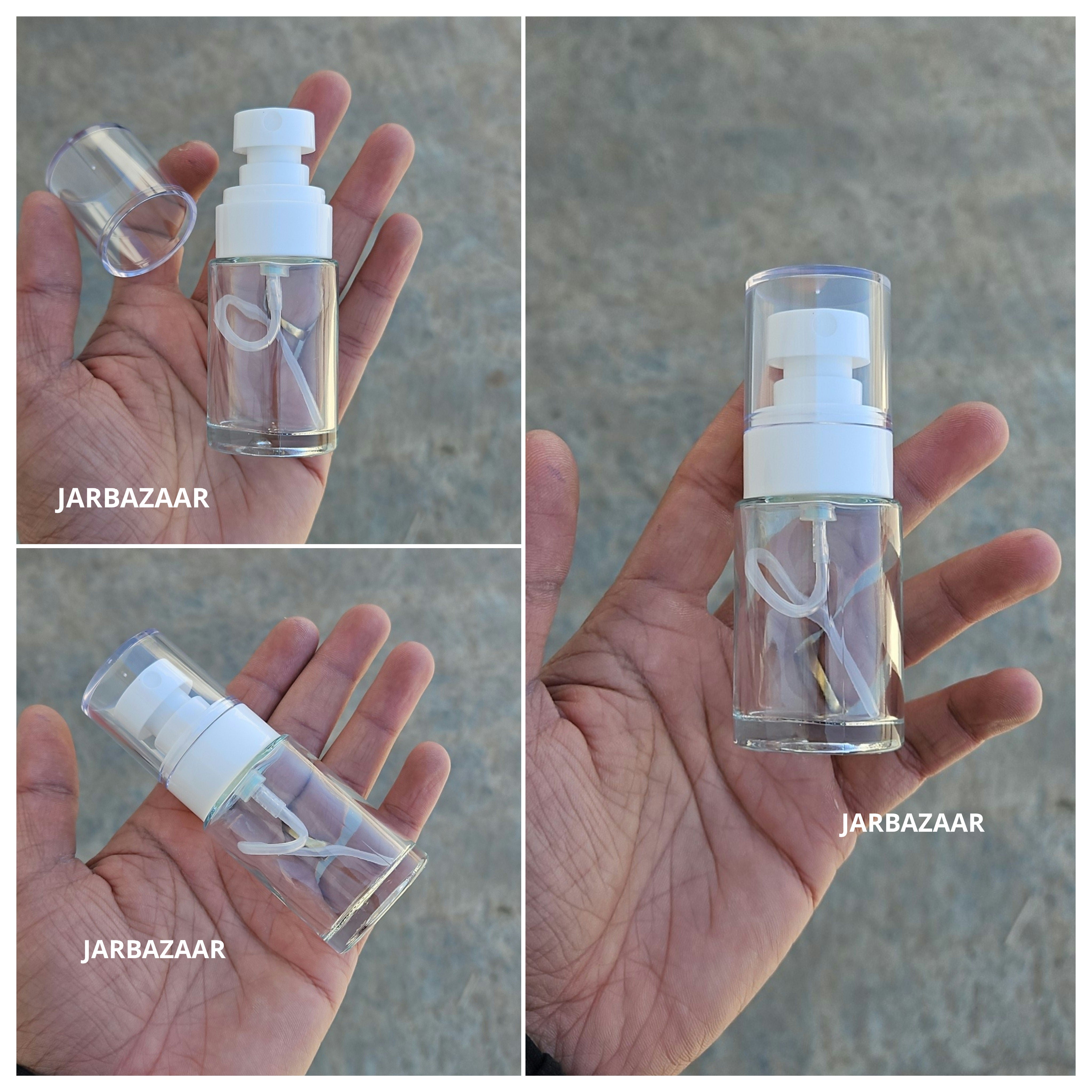 30 ML Transparent Flat Shoulder Glass Bottle (NHR SPRAY PUMP)