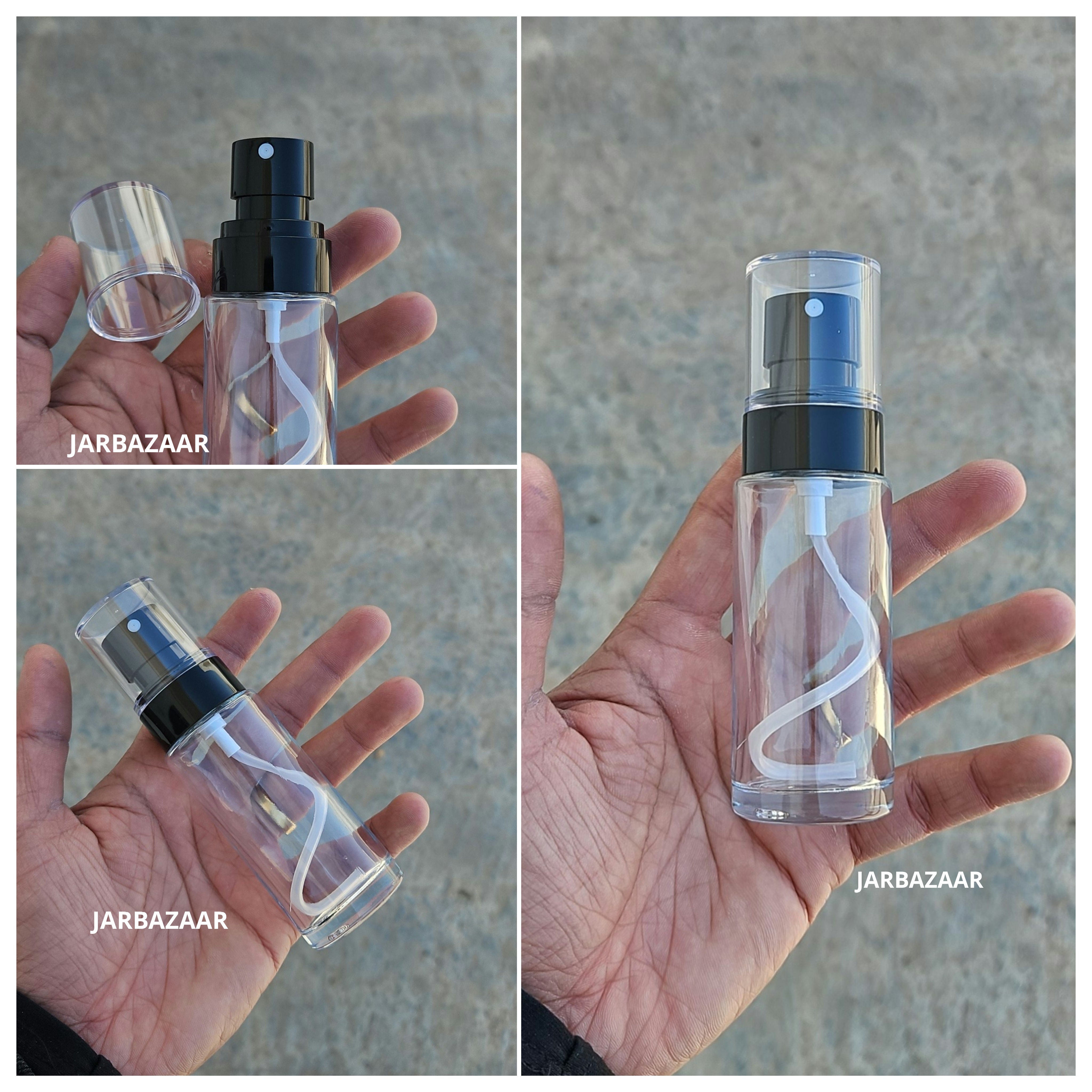 50 ML Transparent Flat Shoulder Glass Bottle (NHR SPRAY PUMP)