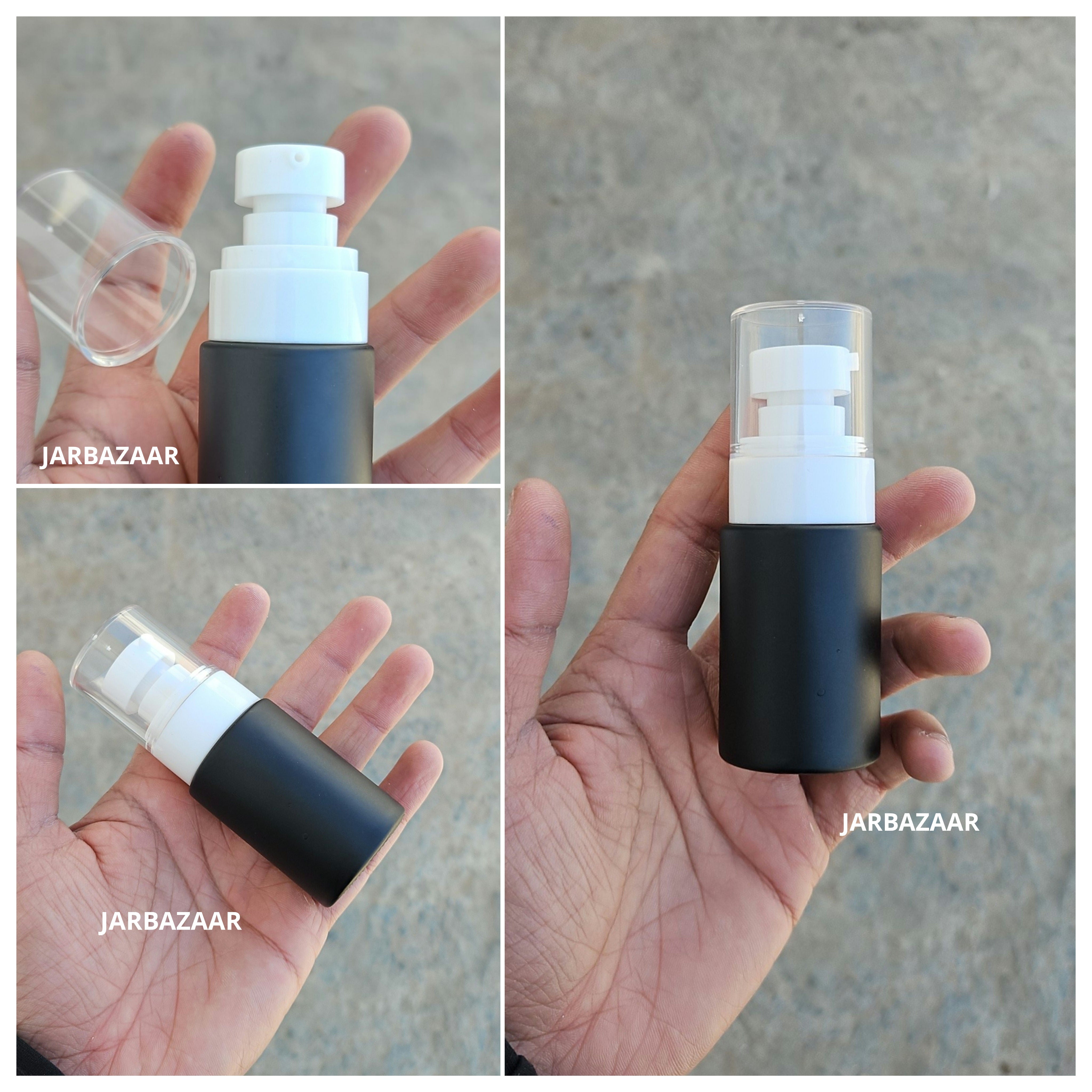 30 ML Matte Black Flat Shoulder Glass Bottle (NHR SERUM PUMP)