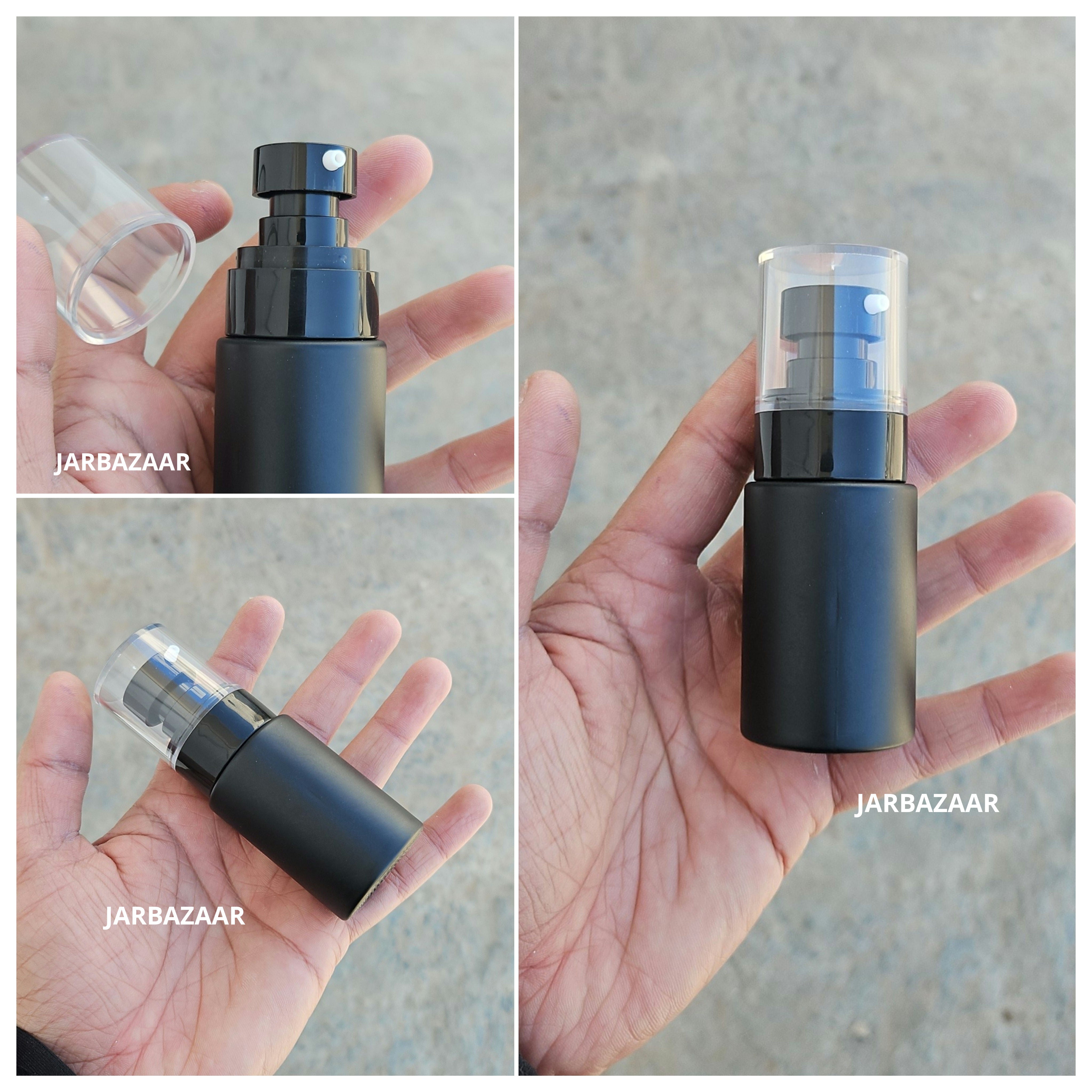 30 ML Matte Black Flat Shoulder Glass Bottle (NHR SERUM PUMP)