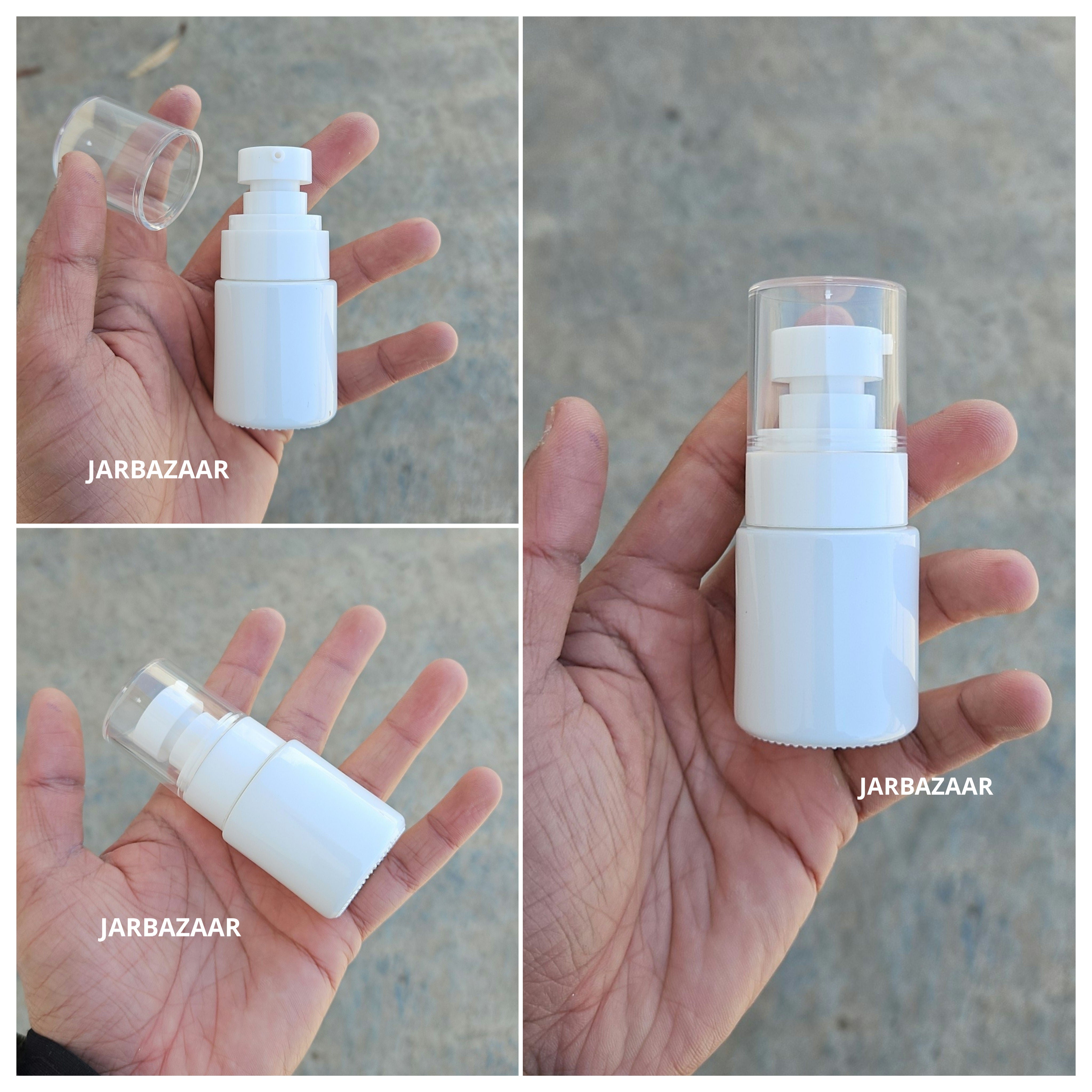 20 ML White Flat Shoulder Glass Bottle (NHR SERUM PUMP)