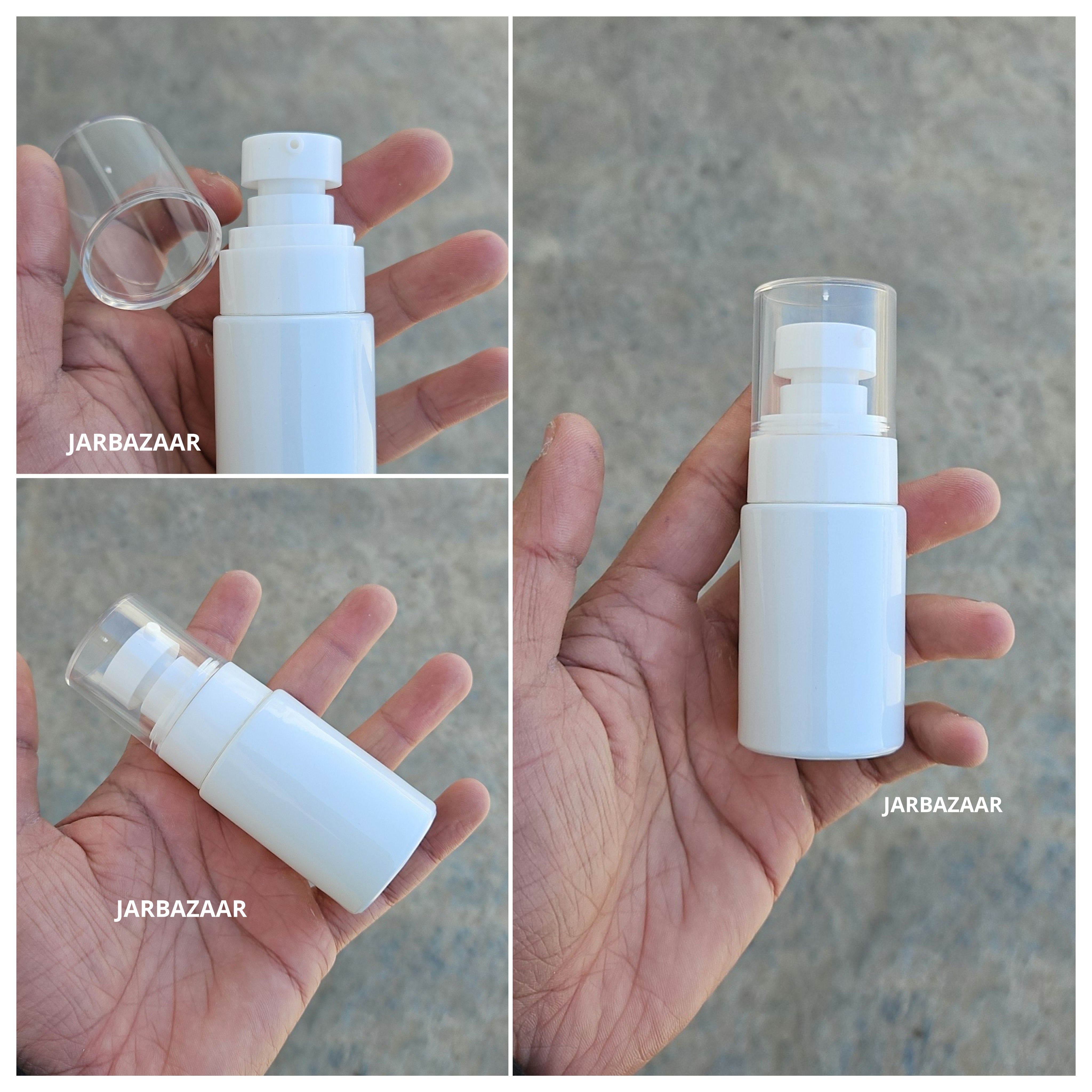 30 ML White Flat Shoulder Glass Bottle (NHR SERUM PUMP)