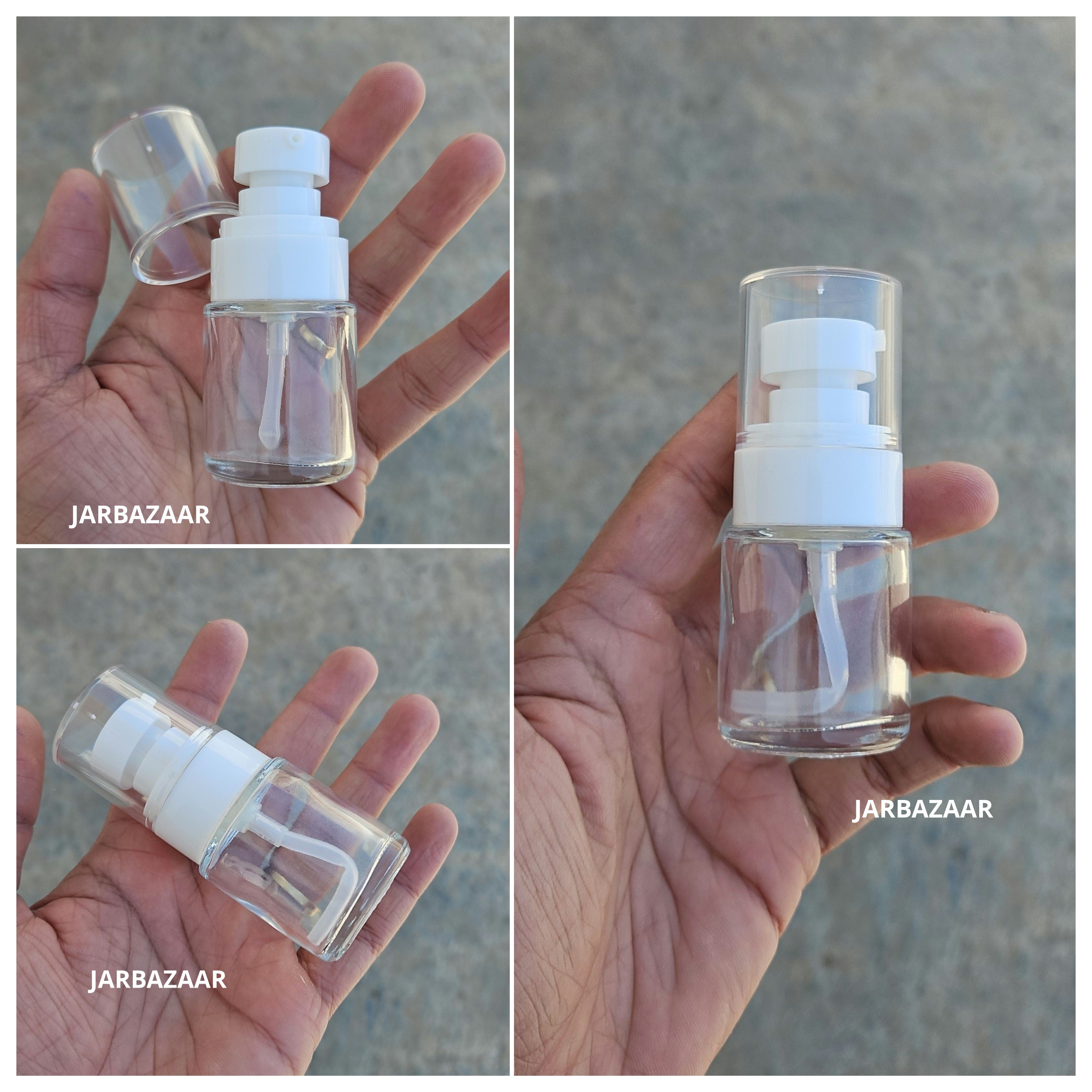 20 ML Transparent Flat Shoulder Glass Bottle (NHR SERUM PUMP)