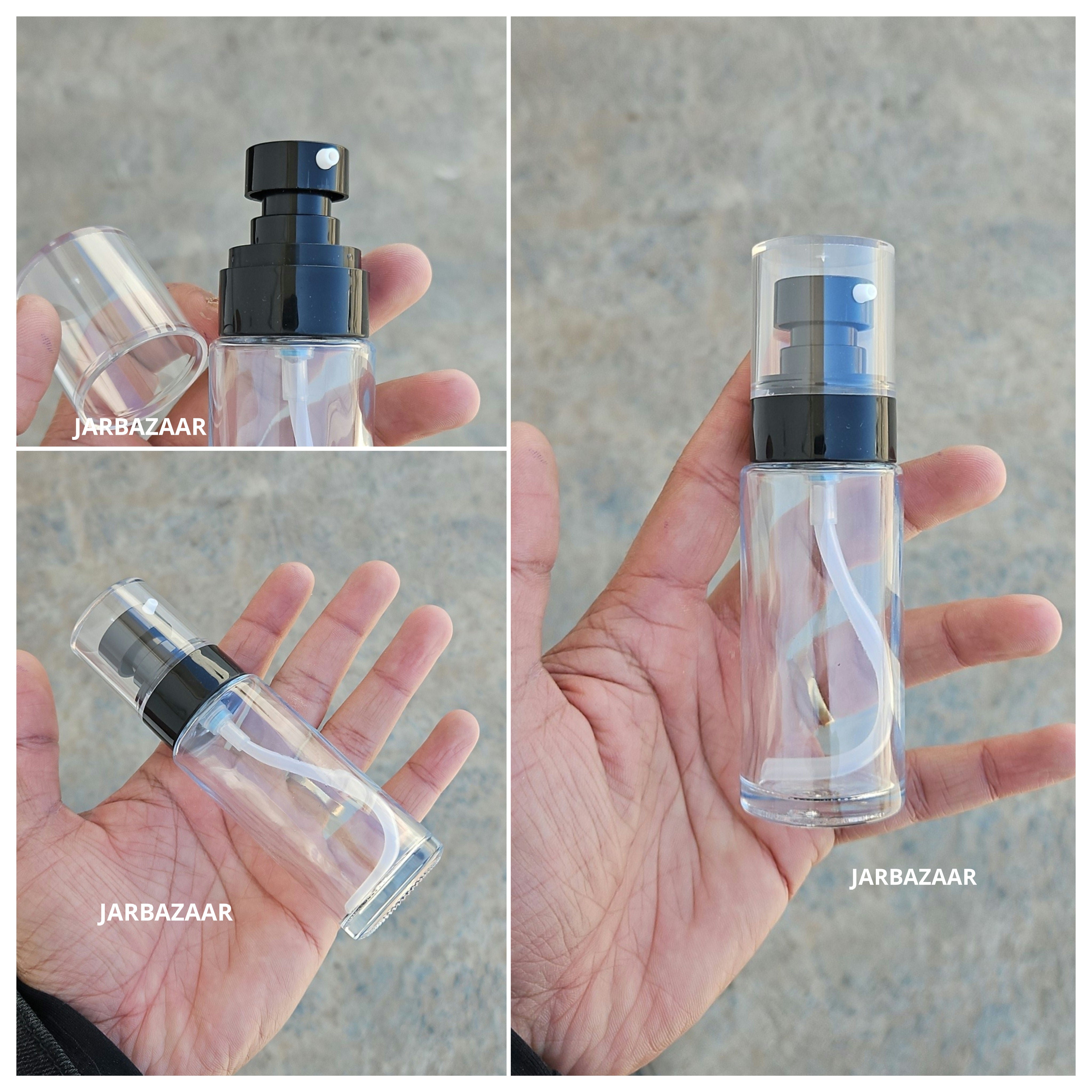 50 ML Transparent Flat Shoulder Glass Bottle (NHR SERUM PUMP)