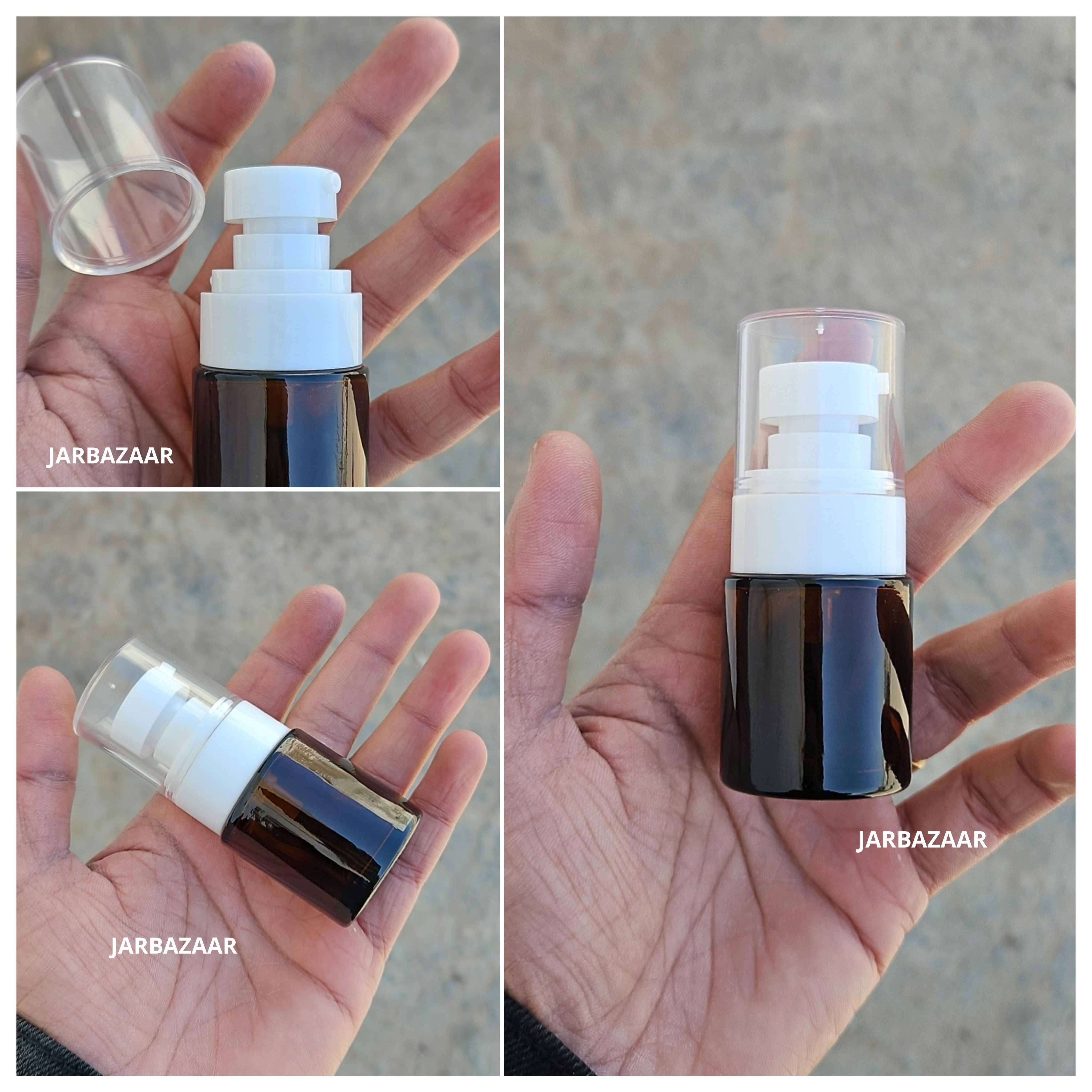 20 ML Amber Flat Shoulder Glass Bottle (NHR SERUM PUMP)