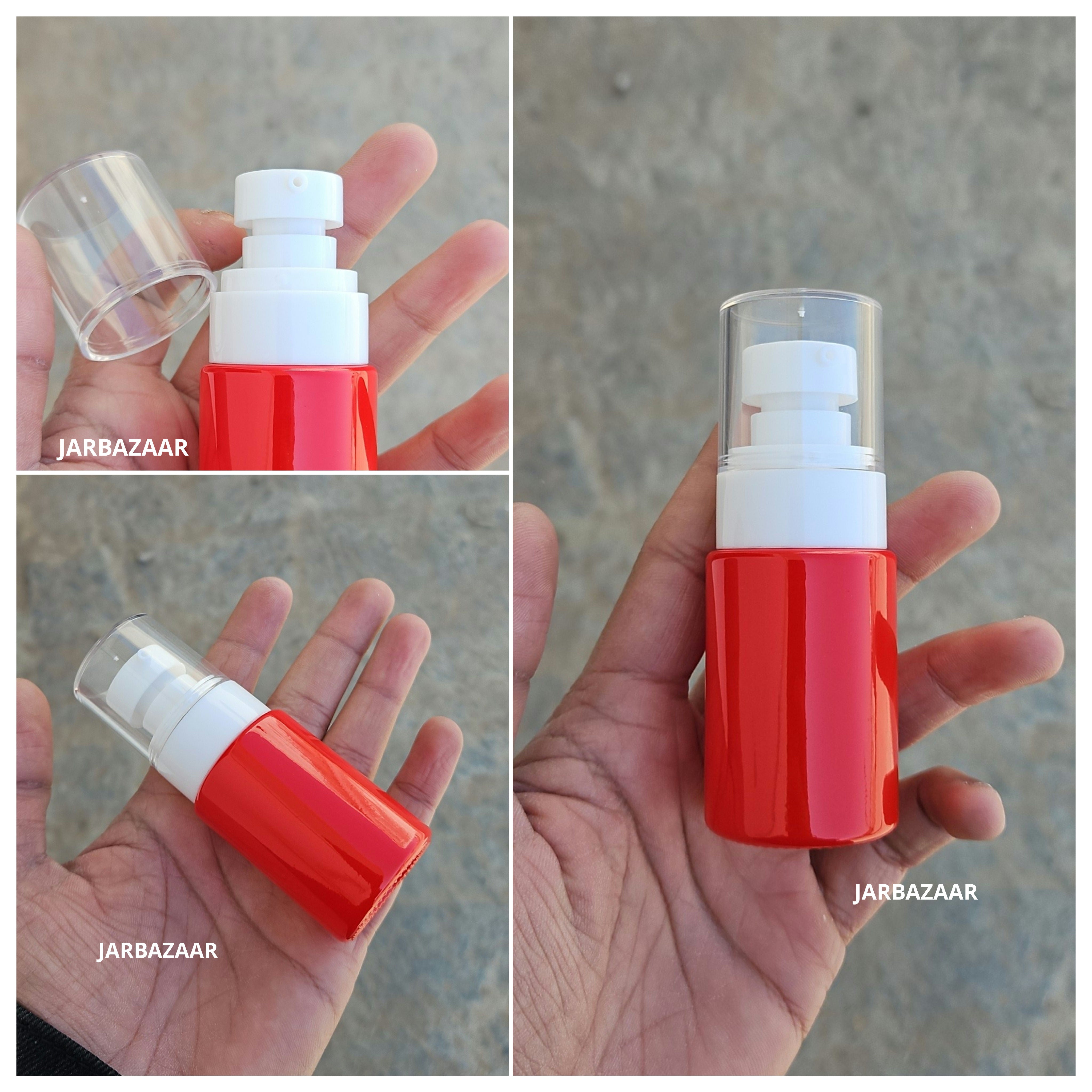 30 ML Red Flat Shoulder Glass Bottle (NHR SERUM PUMP)