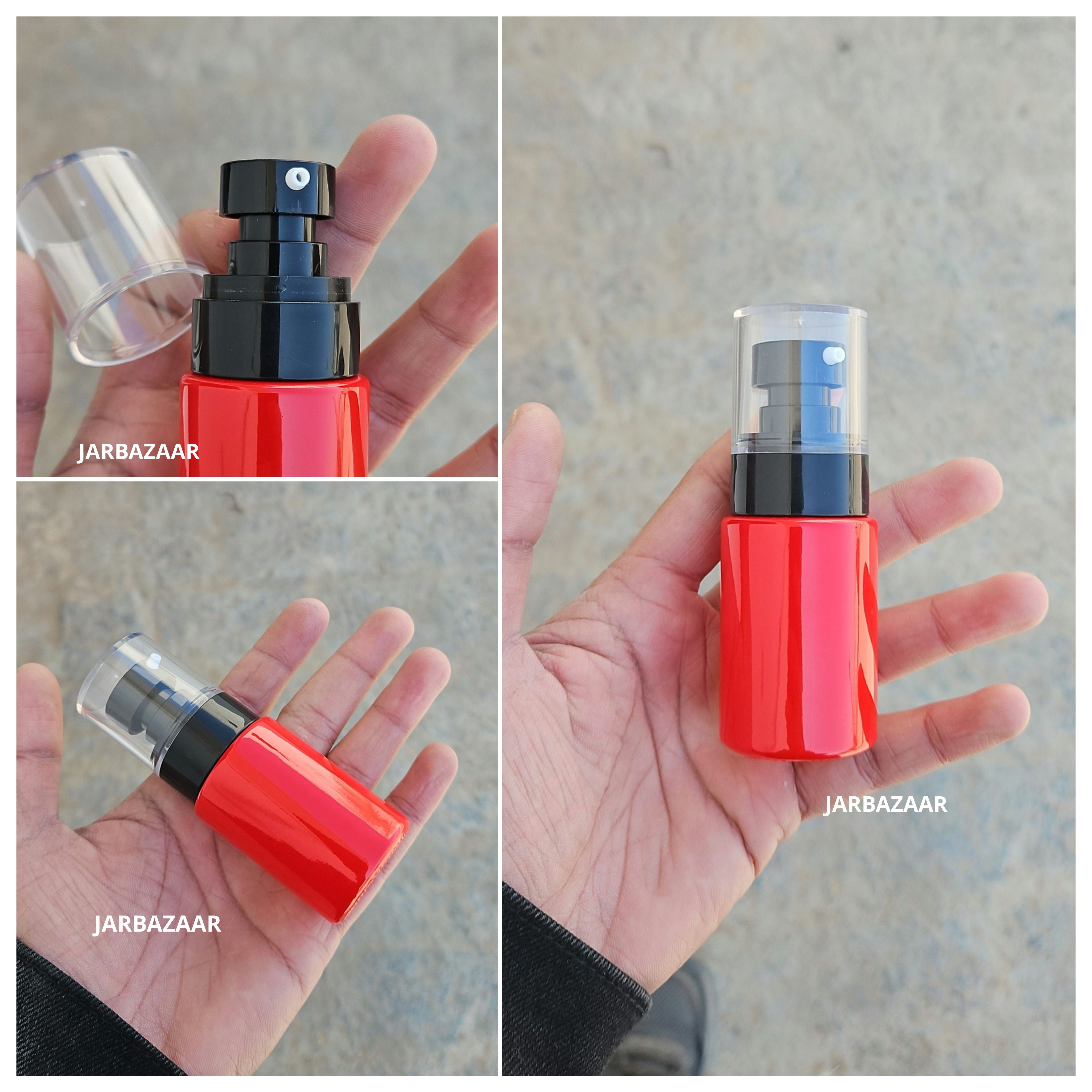 30 ML Red Flat Shoulder Glass Bottle (NHR SERUM PUMP)