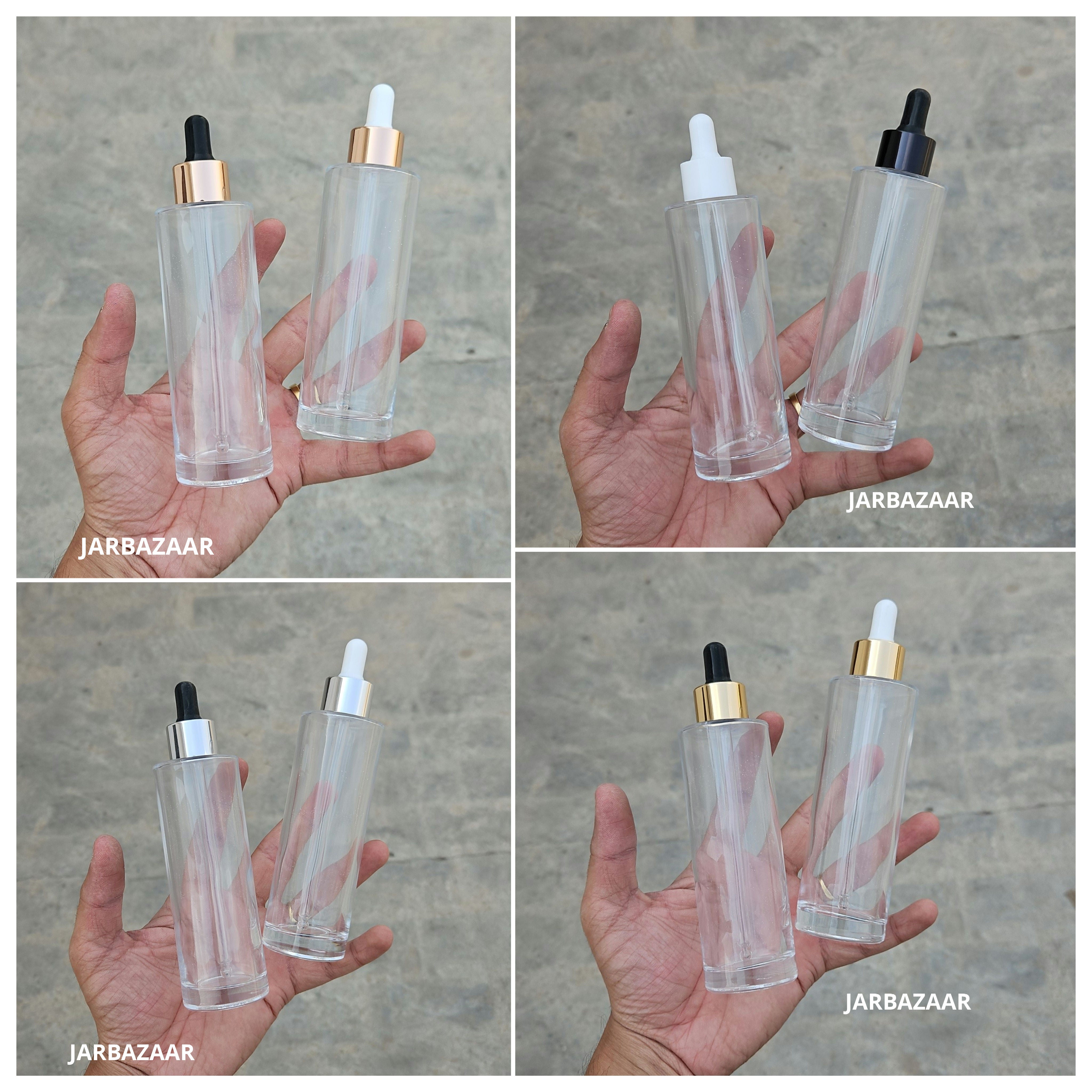 100 ML Transparent - Flat Shoulder Dropper Bottle