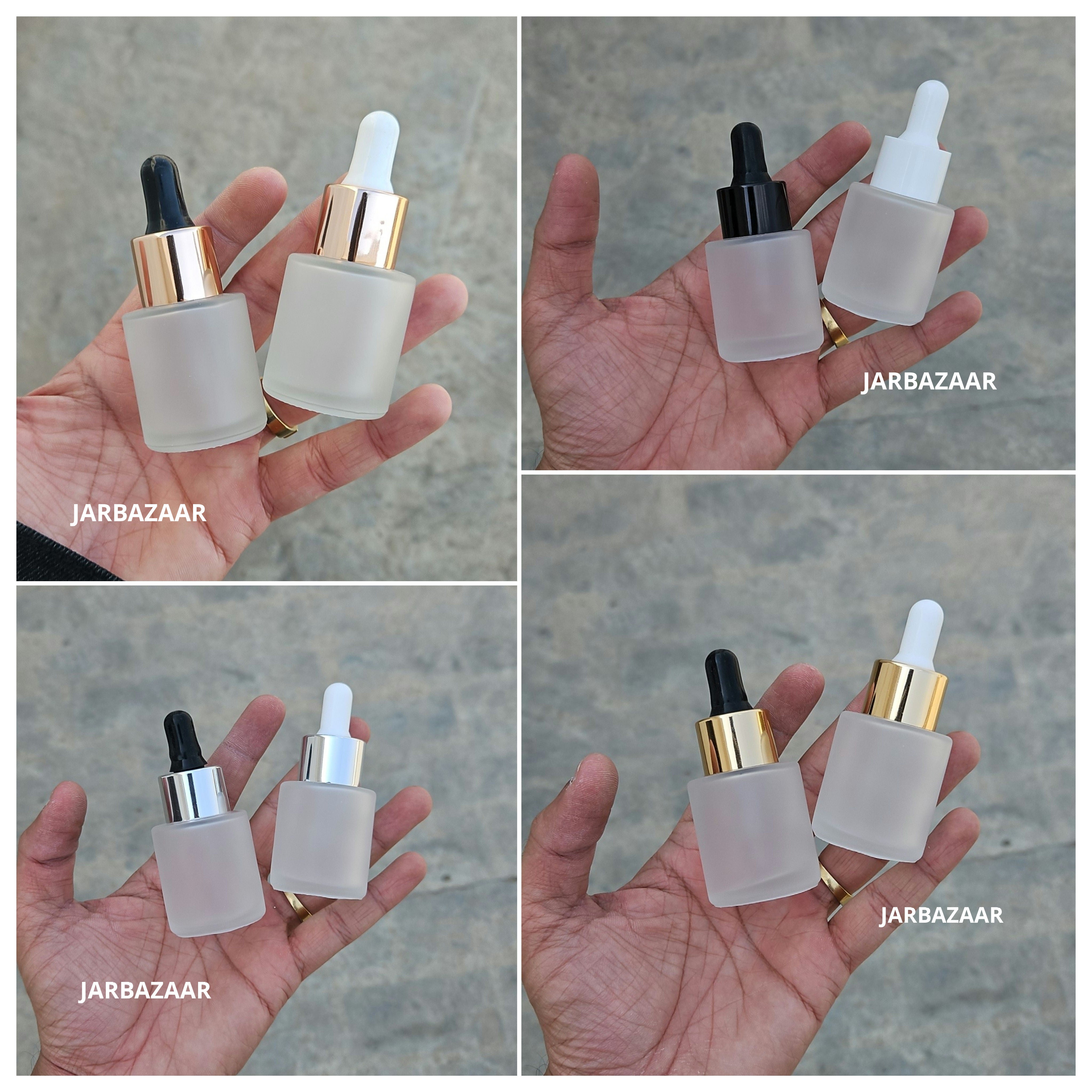 20 ML Clear Frosted - Flat Shoulder Dropper Bottle