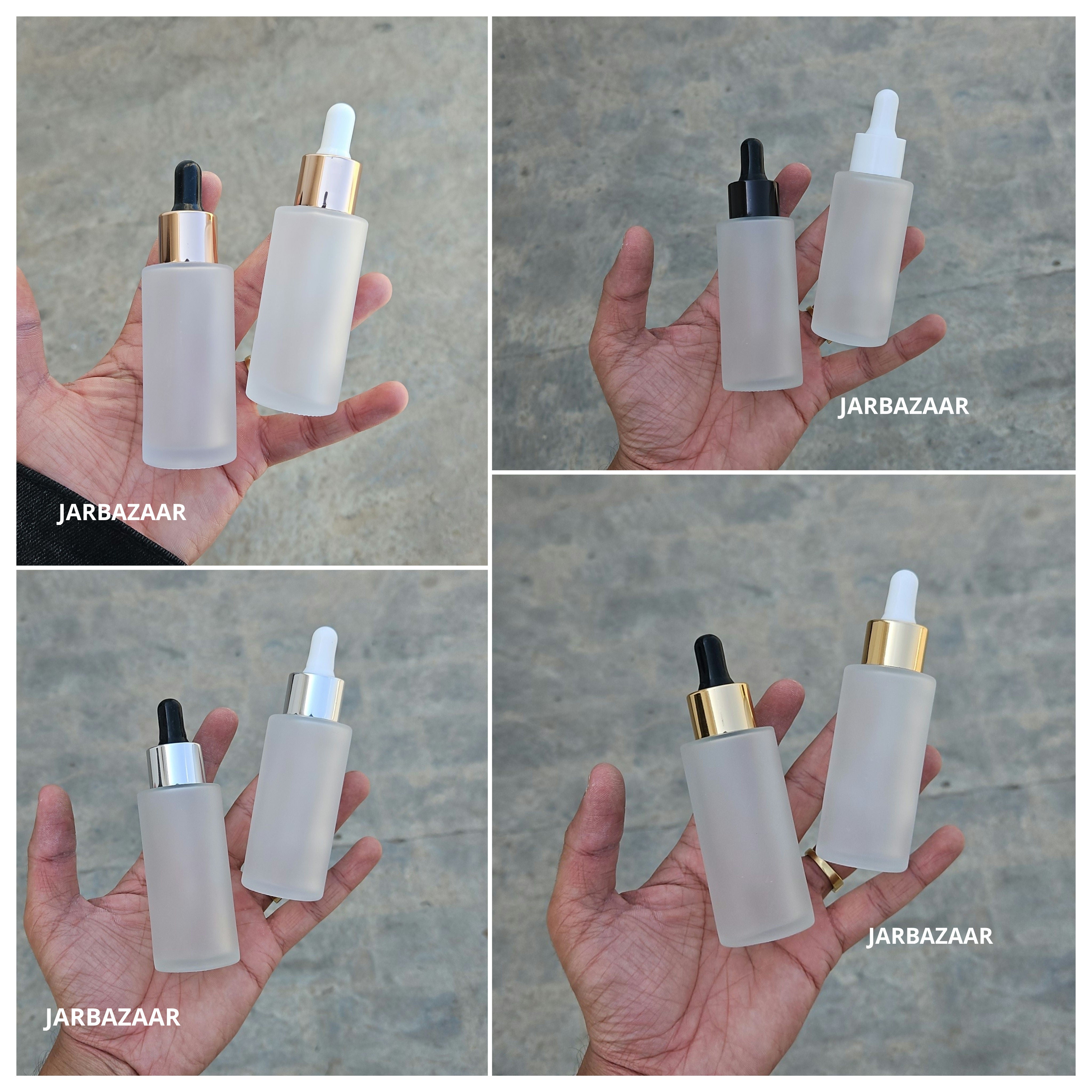 50 ML Clear Frosted - Flat Shoulder Dropper Bottle