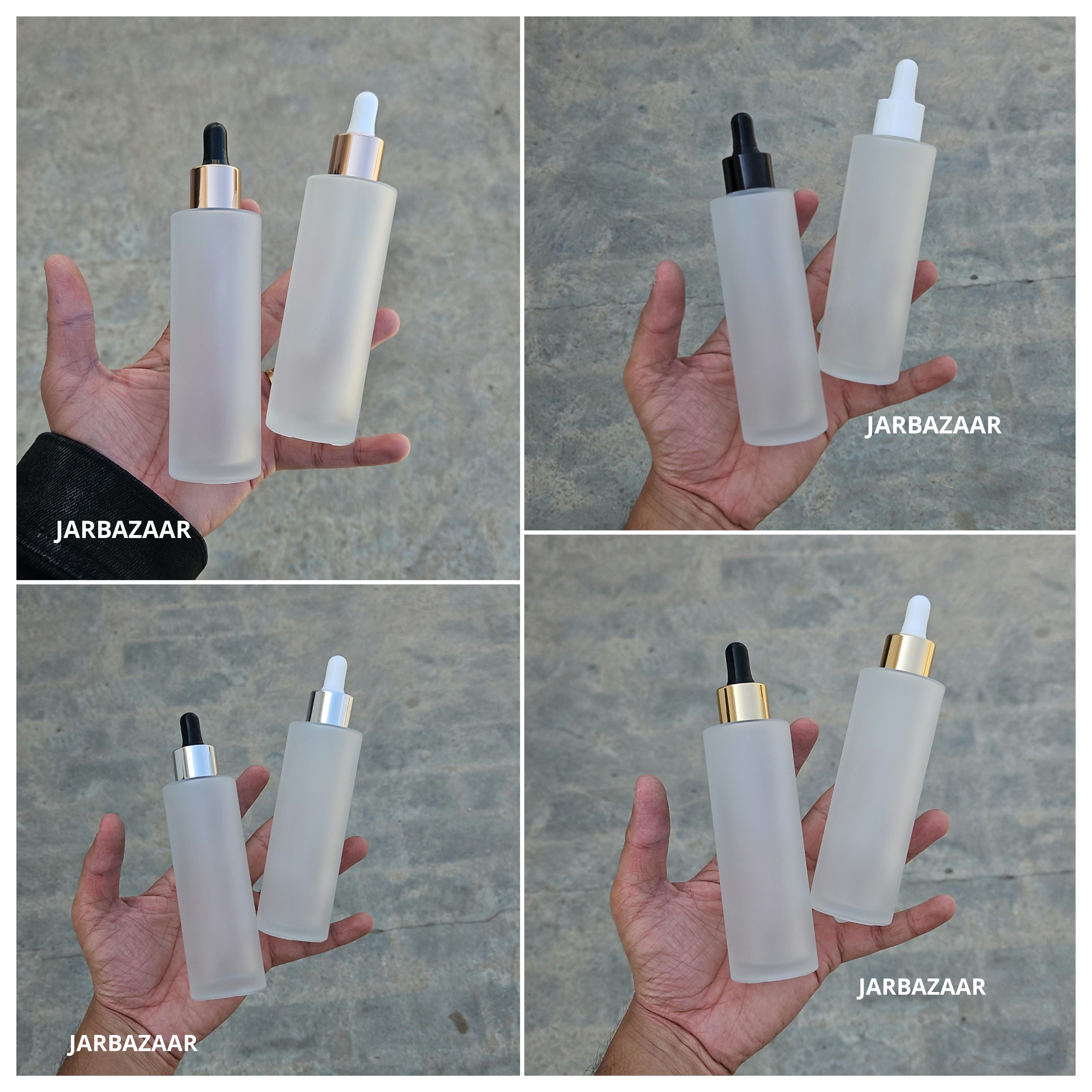 100 ML Clear Frosted - Flat Shoulder Dropper Bottle