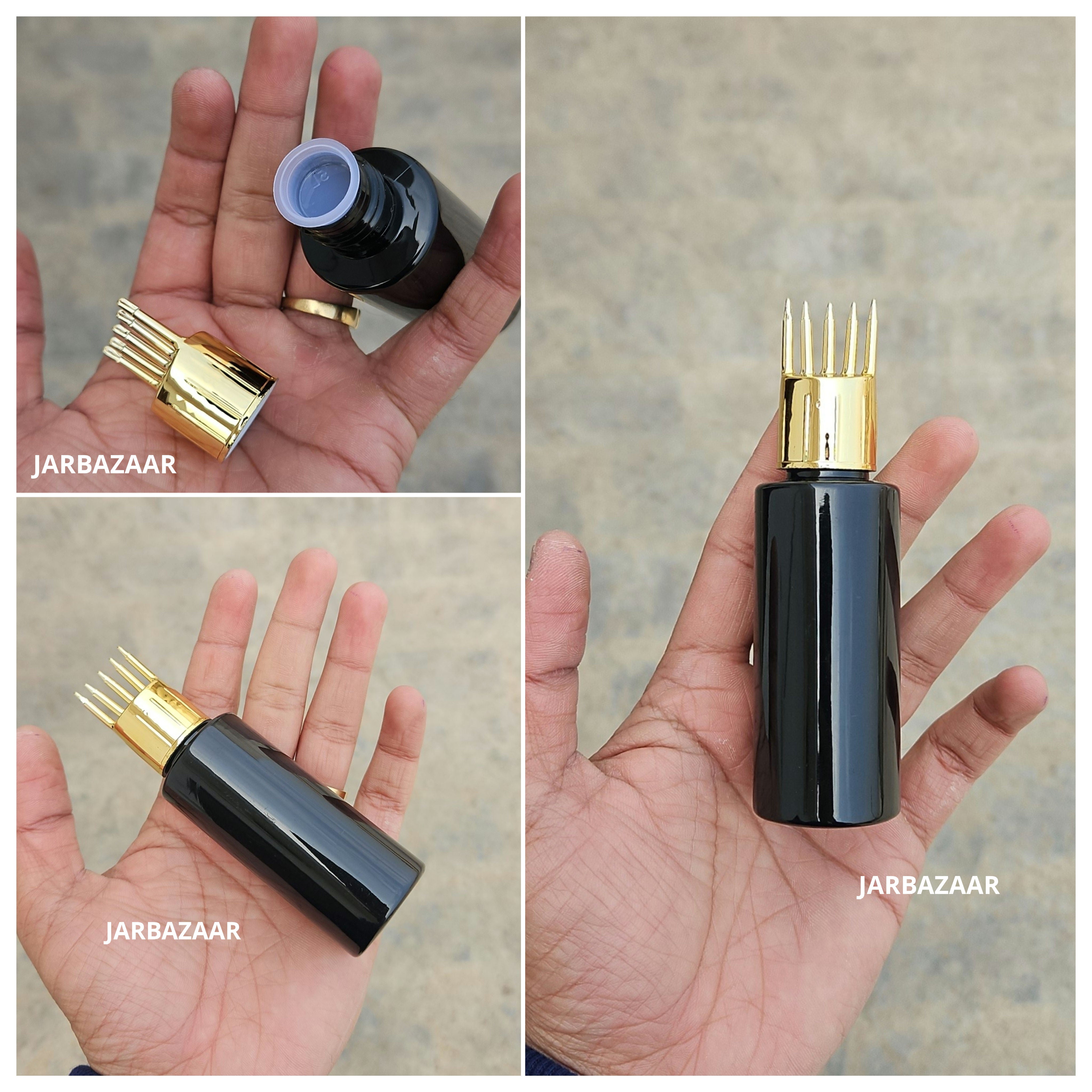50 ML GLI Black Pet Bottle (With Golden Comb Cap)