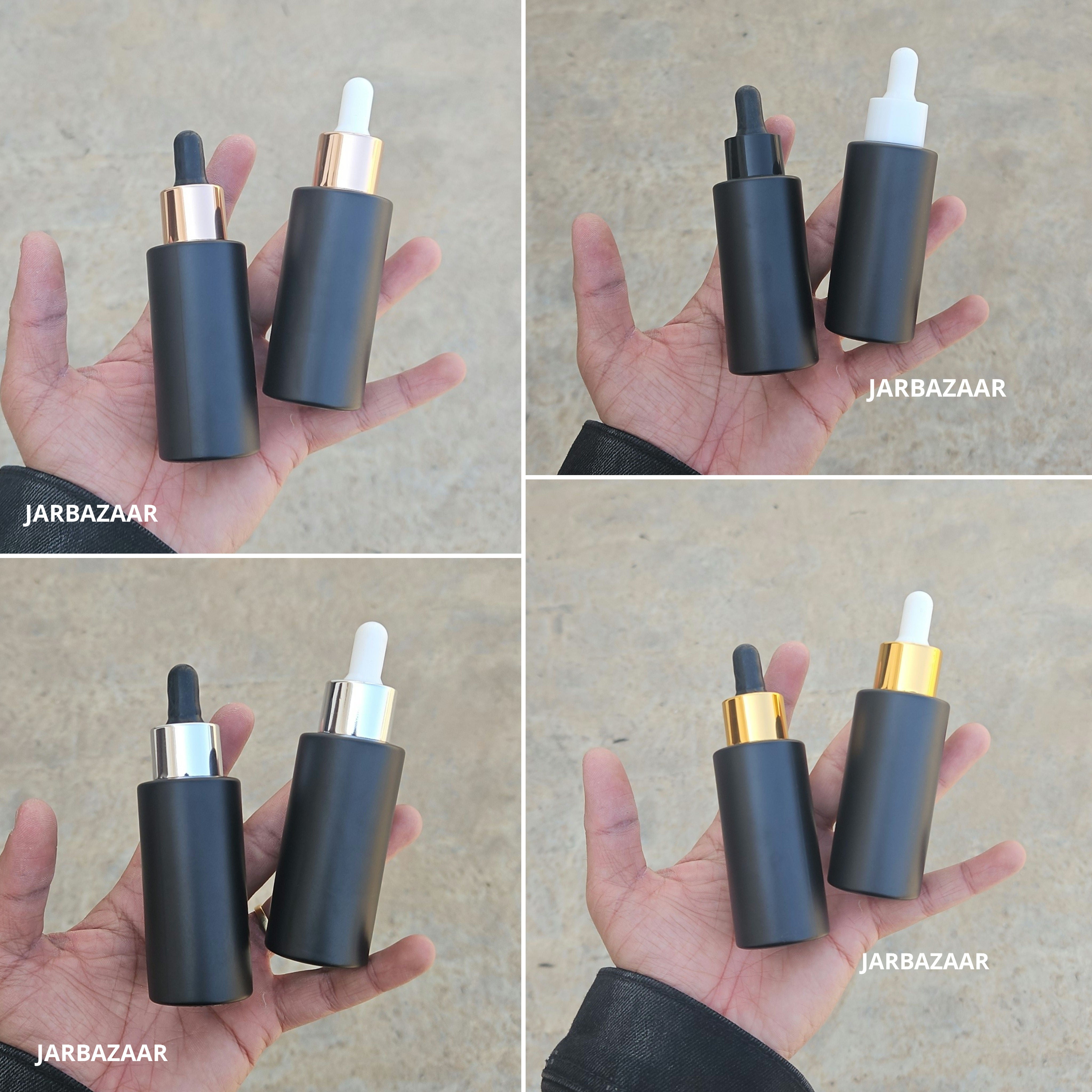50 ML Matt Black - Flat Shoulder Dropper Bottle