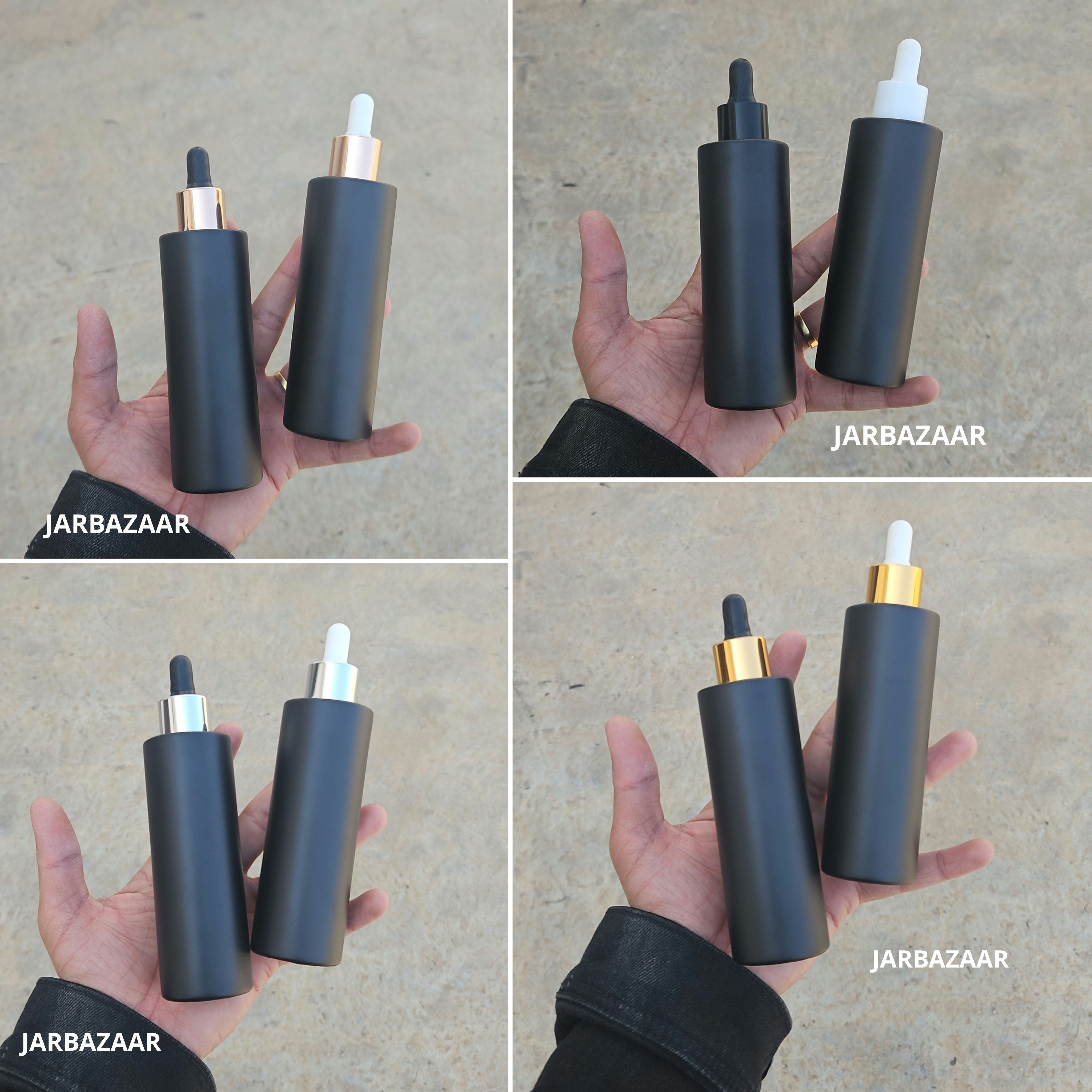 100 ML Matt Black - Flat Shoulder Dropper Bottle