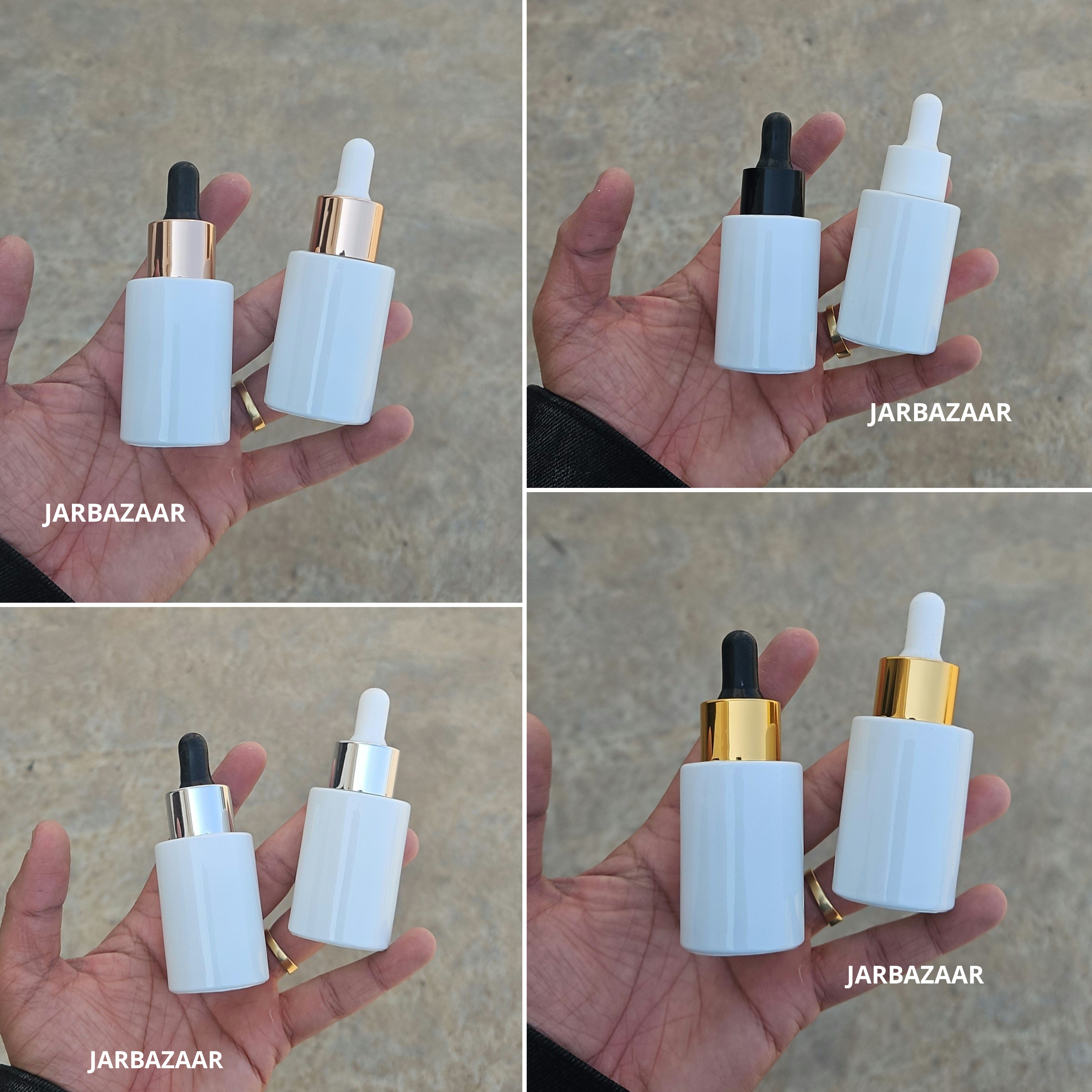 30 ML White - Flat Shoulder Dropper Bottle