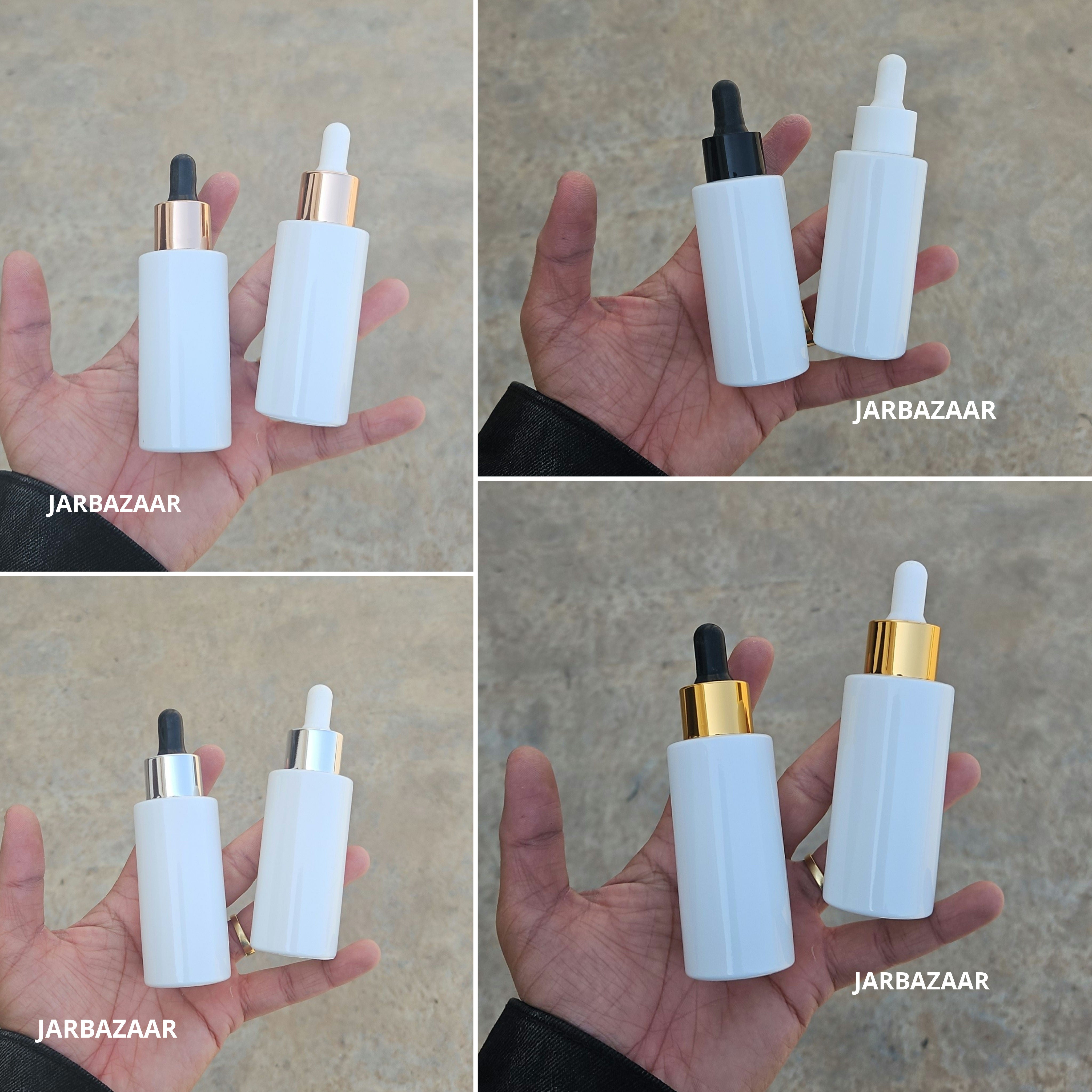 50 ML White - Flat Shoulder Dropper Bottle
