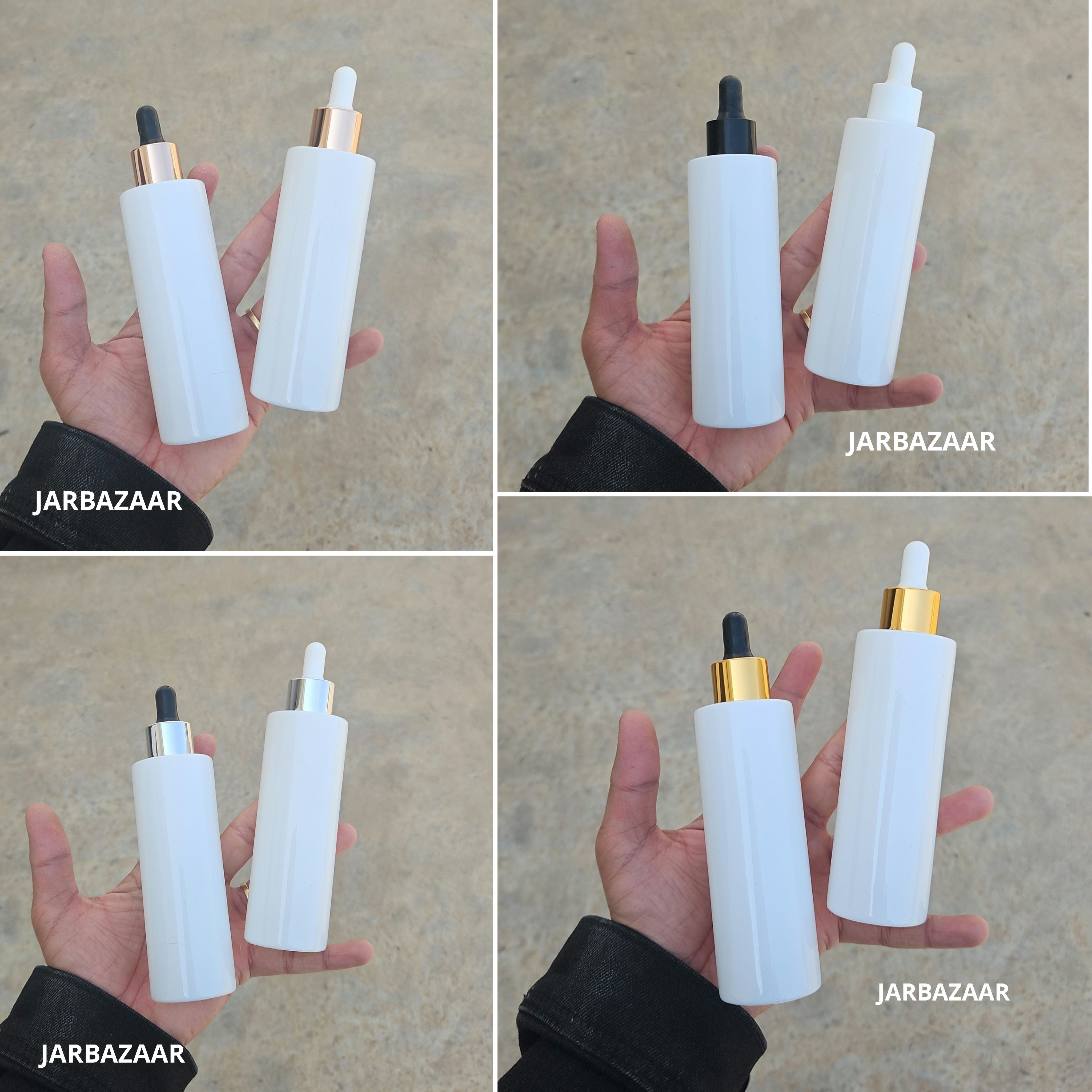 100 ML White - Flat Shoulder Dropper Bottle
