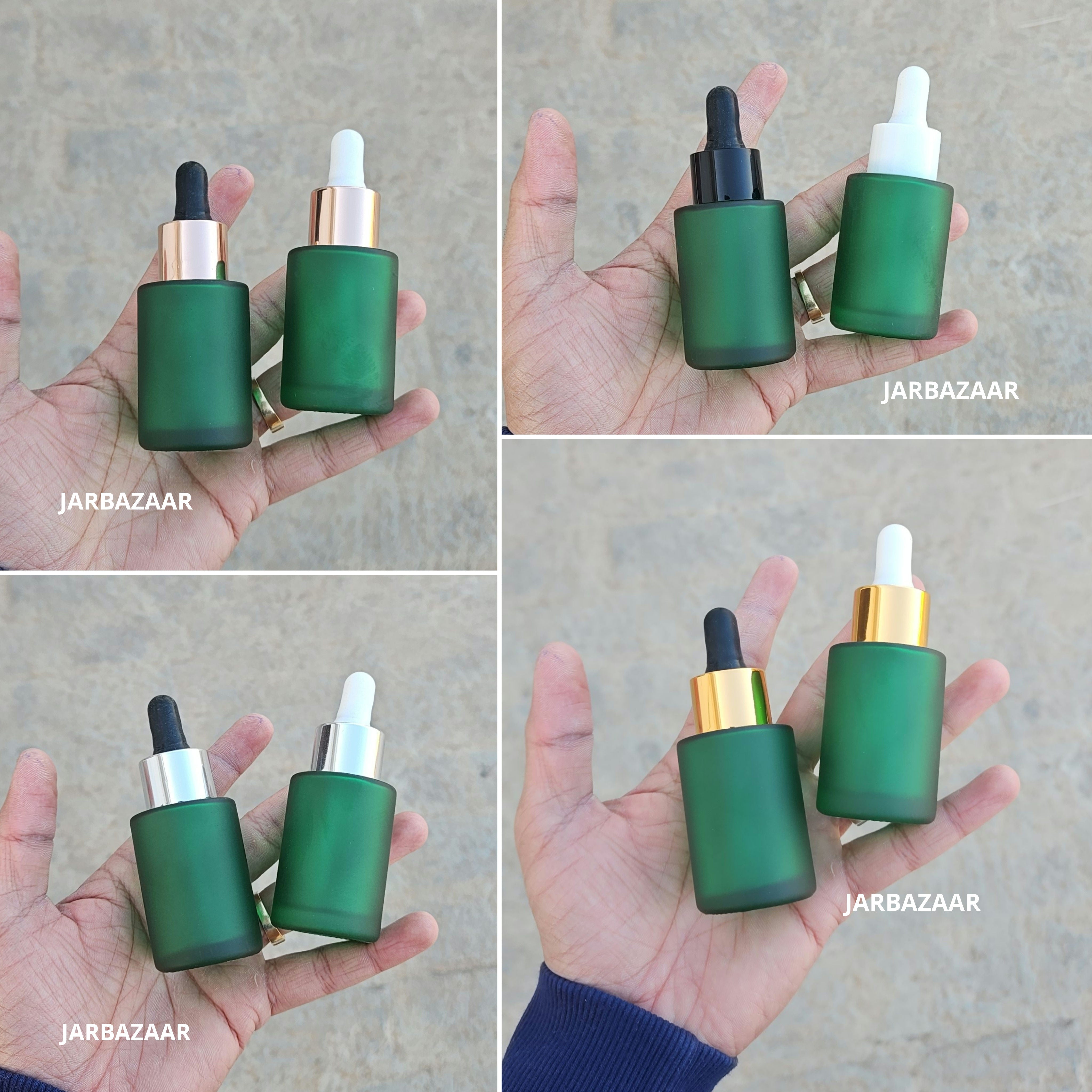 30 ML Green Frosted - Flat Shoulder Dropper Bottle