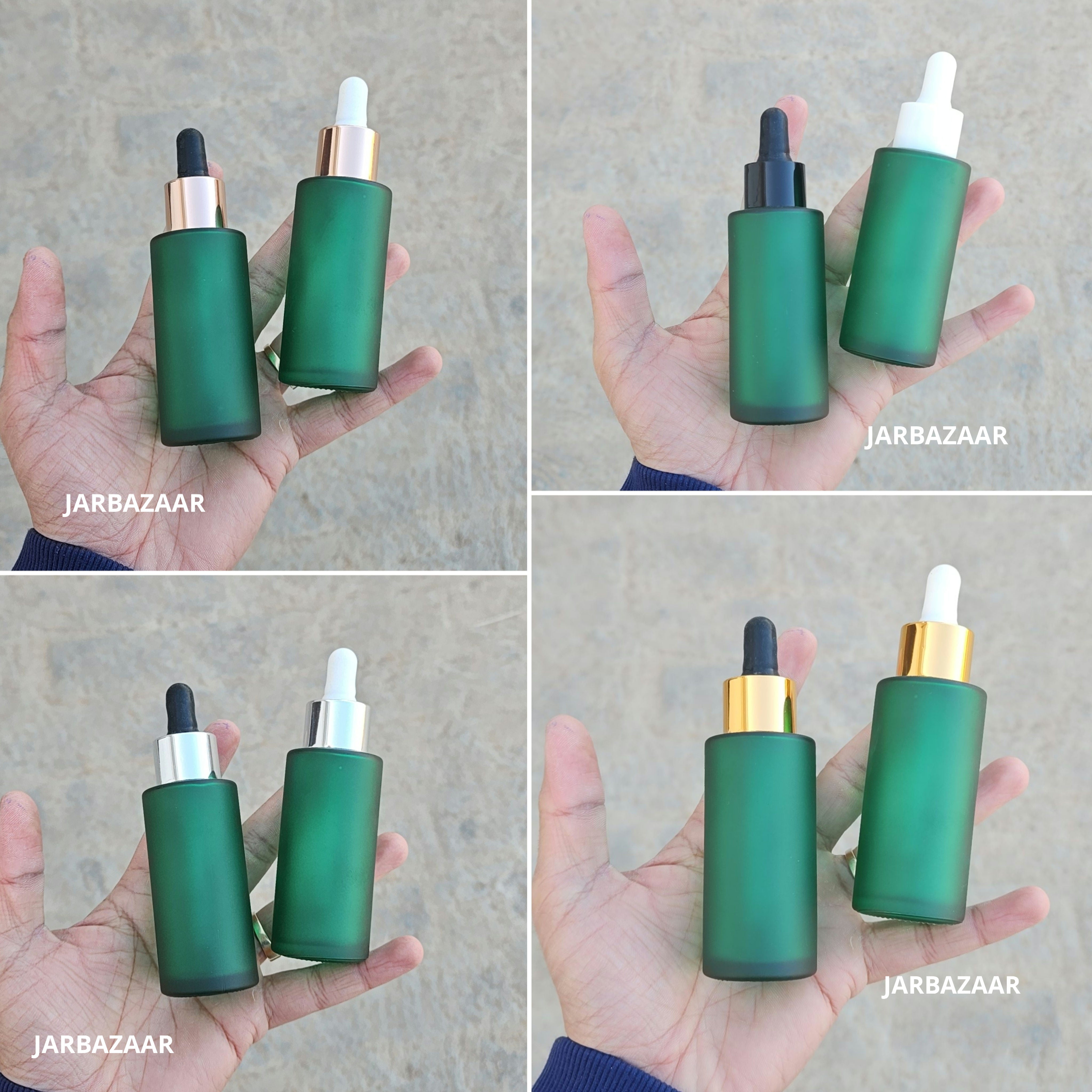 50 ML Green Frosted - Flat Shoulder Dropper Bottle