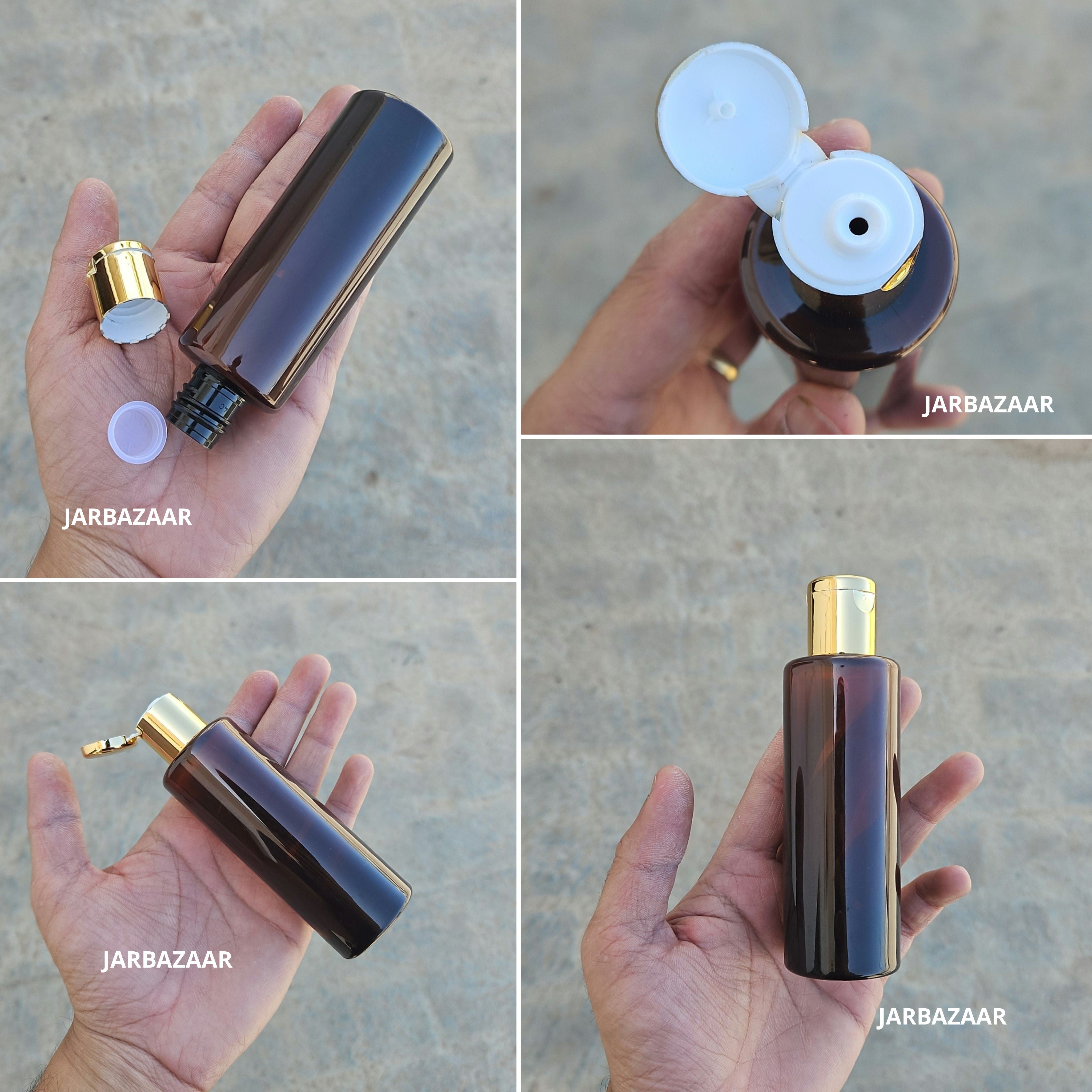 100 ML GLI Amber Pet Bottle (With Golden Fliptop Caps)