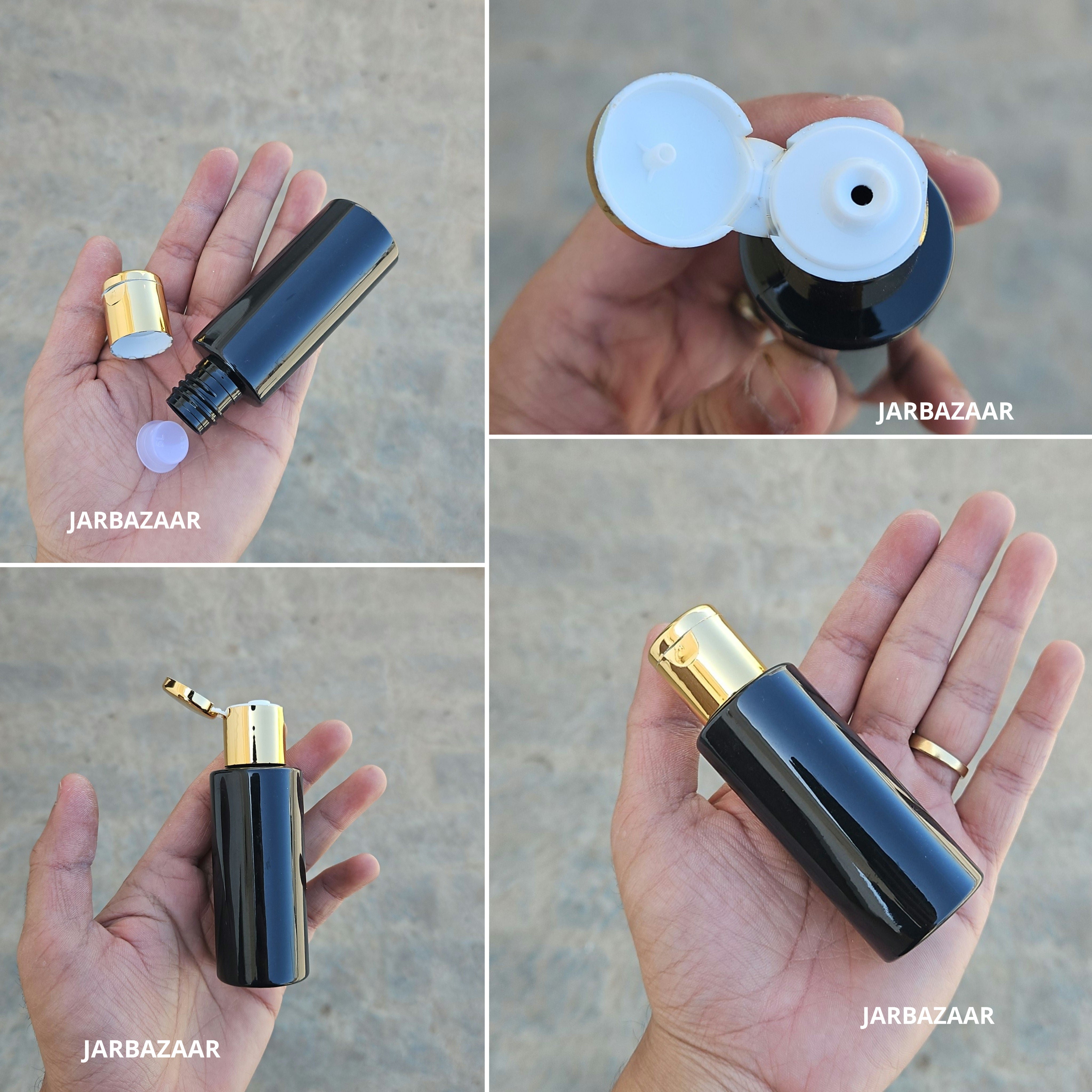 50 ML GLI Black Pet Bottle (With Golden Fliptop Caps)