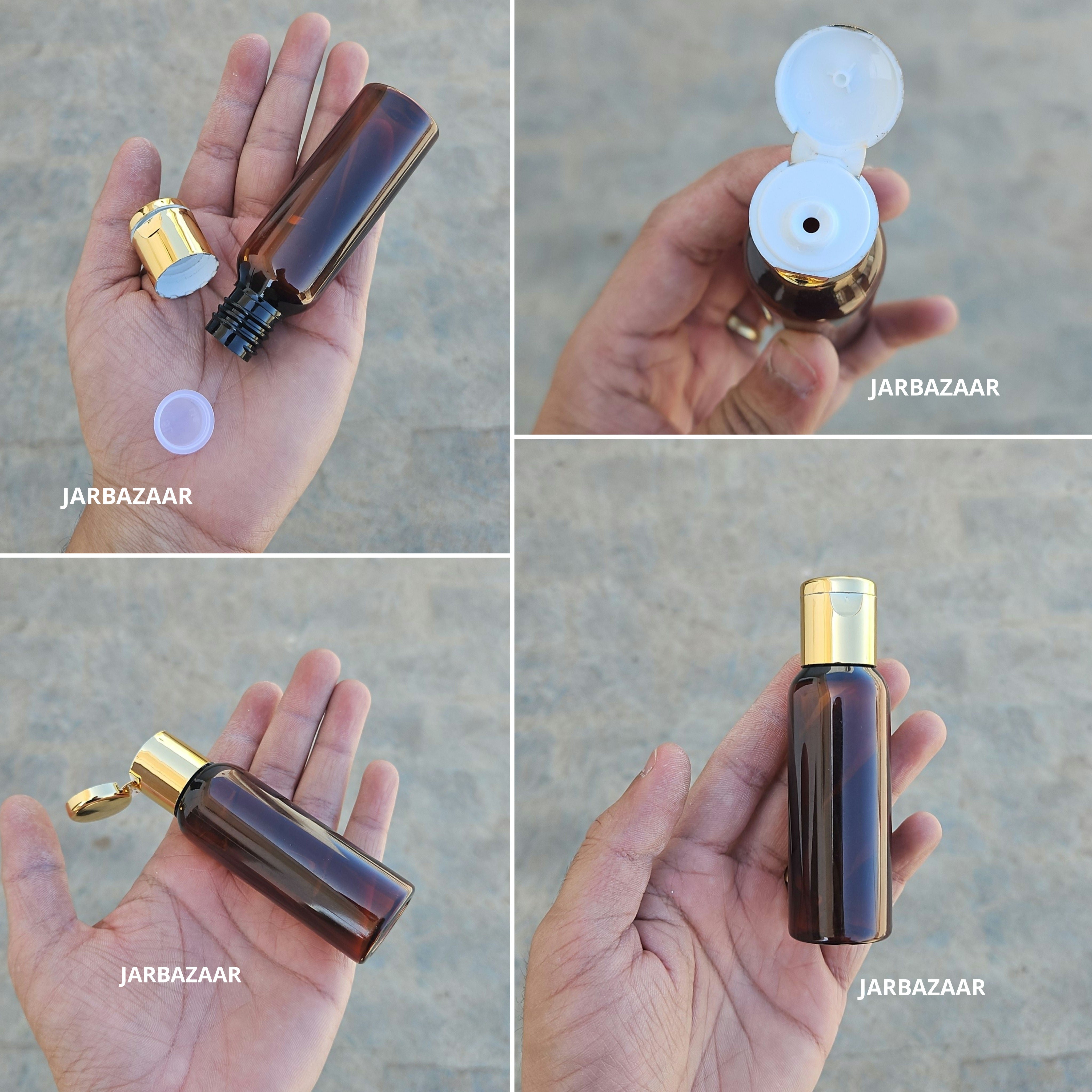 50 ML Avon Amber Pet Bottle (With Golden Fliptop Caps)