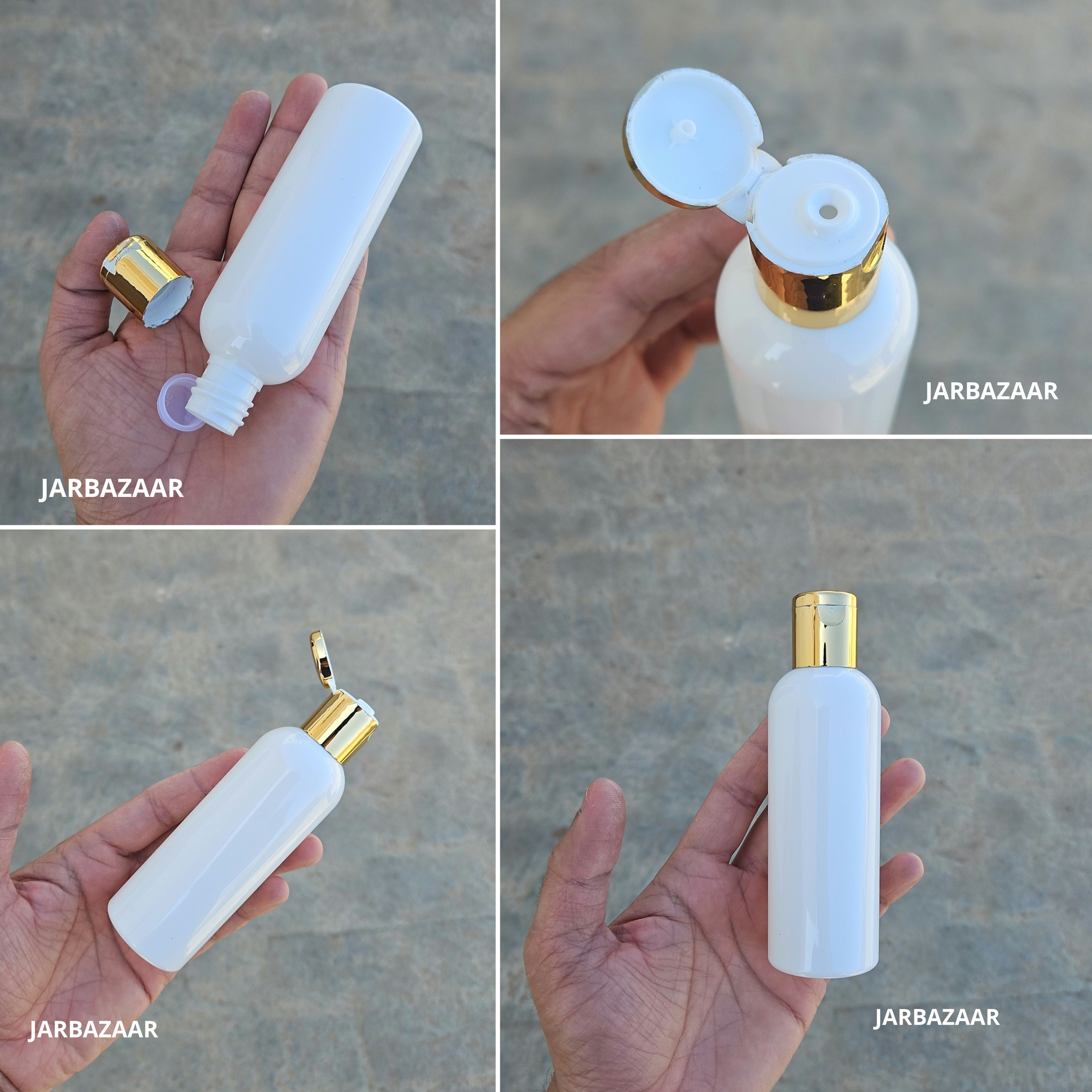 100 ML Avon White Pet Bottle (With Golden Fliptop Caps)