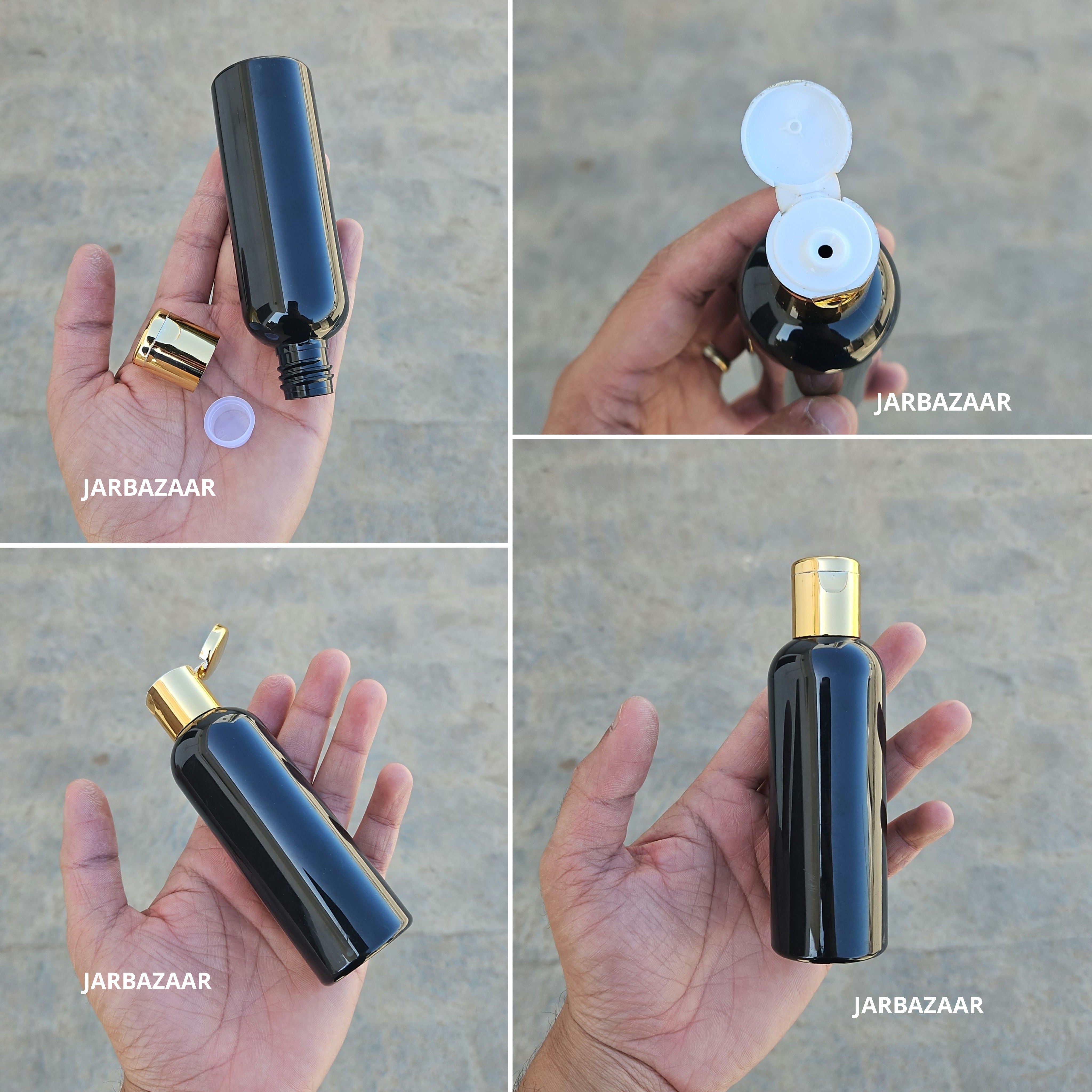 100 ML Avon Black Pet Bottle (With Golden Fliptop Caps)
