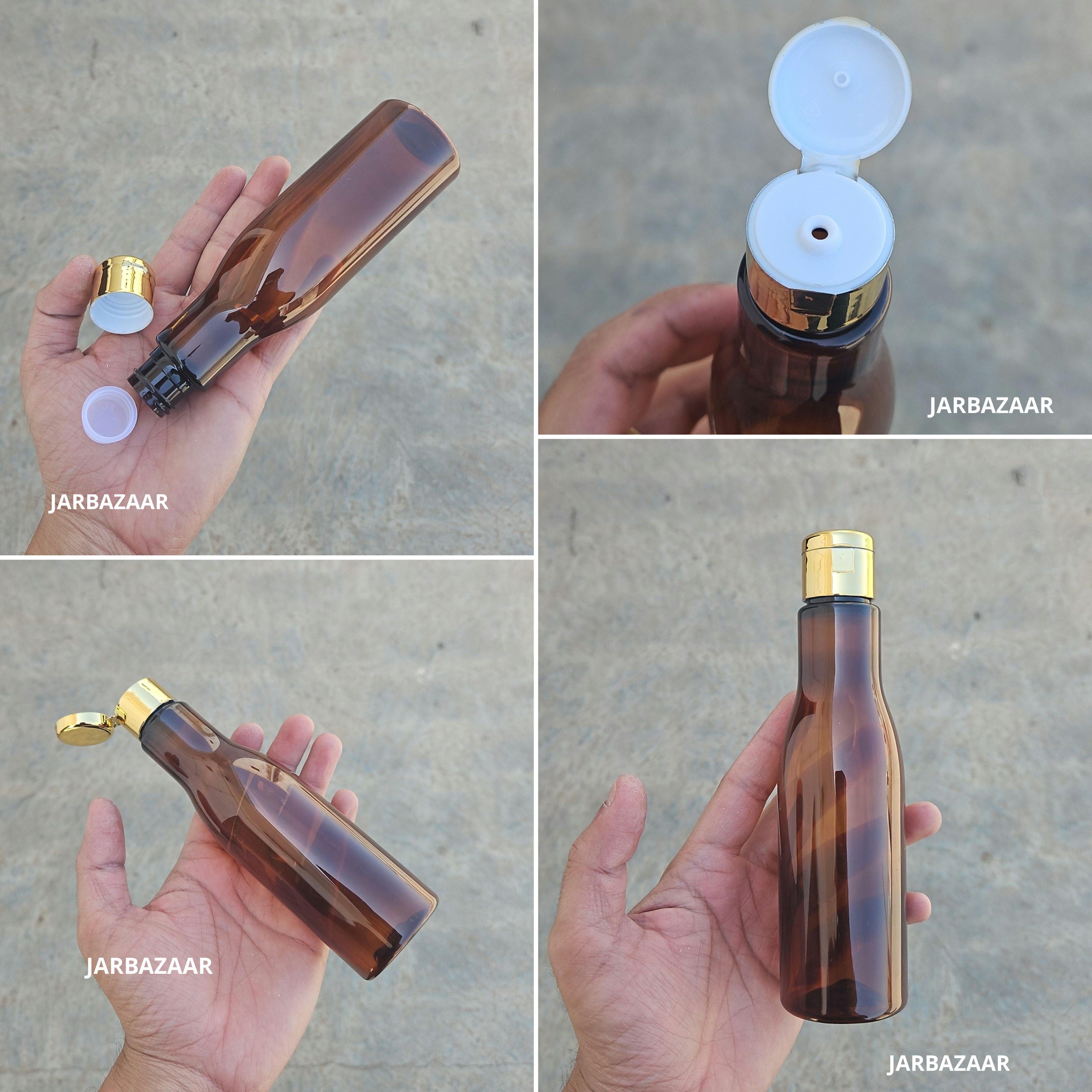 200 ML Asta Amber Pet Bottle (With Golden Fliptop Caps)