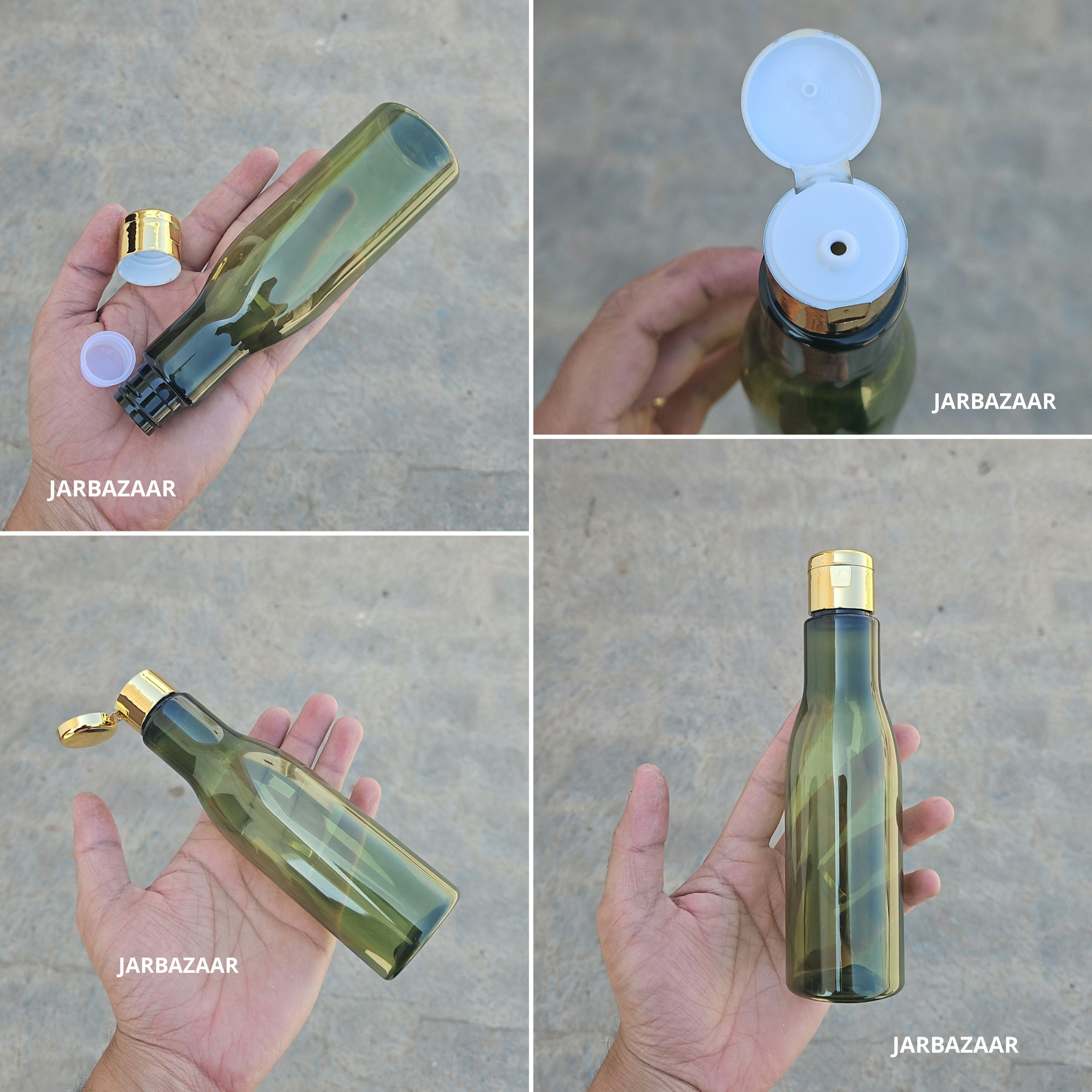 200 ML Asta Olive Green Pet Bottle (With Golden Fliptop Caps)