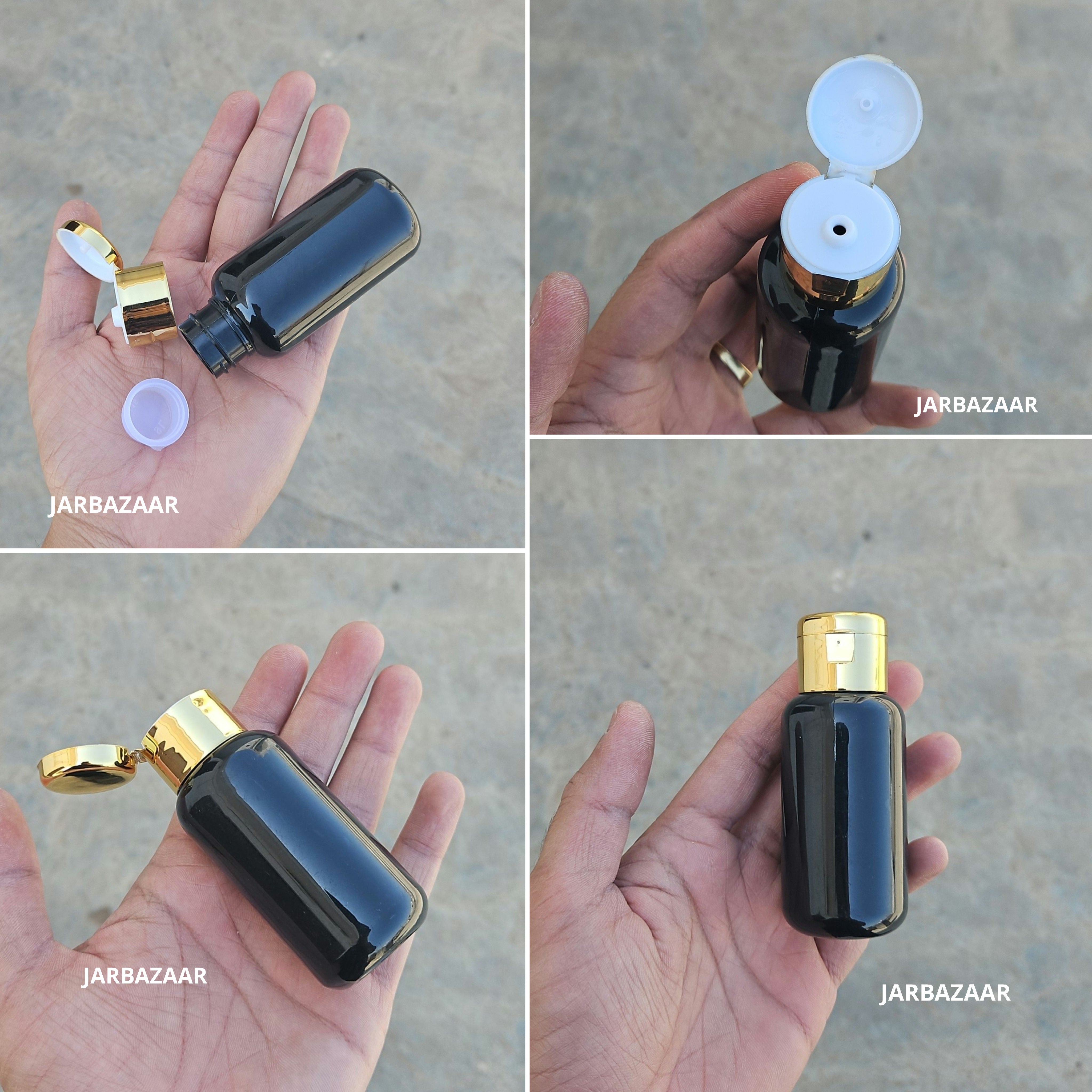 50 ML Boston Black Pet Bottle (With Golden Fliptop Caps)