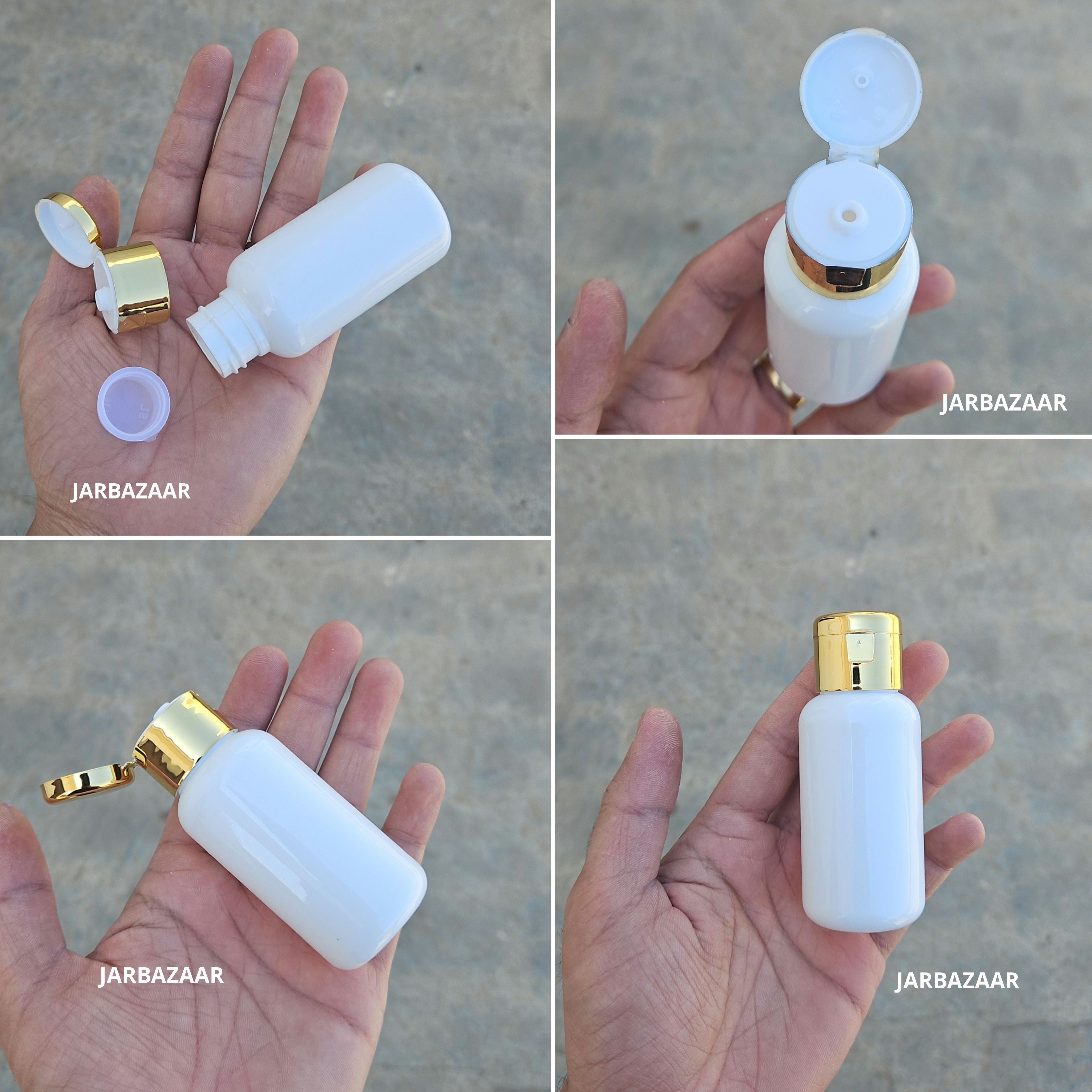 50 ML Boston White Pet Bottle (With Golden Fliptop Caps)