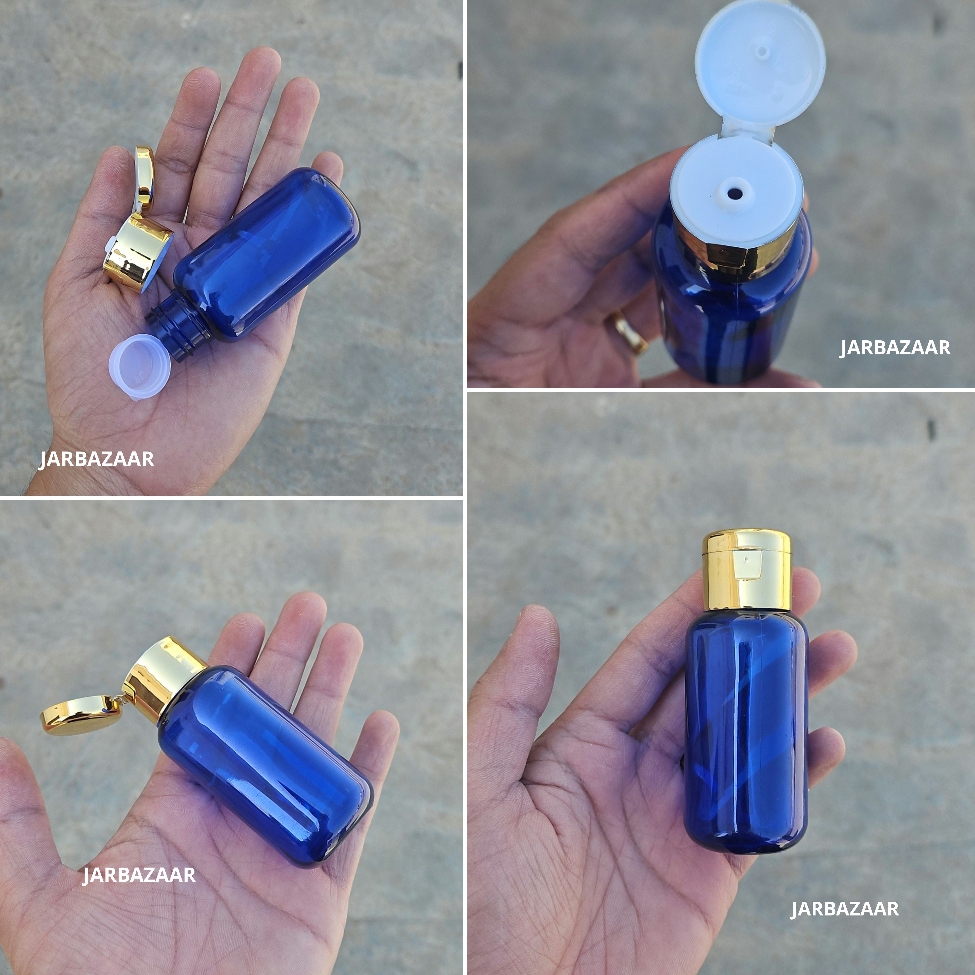 50 ML Boston Blue Pet Bottle (With Golden Fliptop Caps)